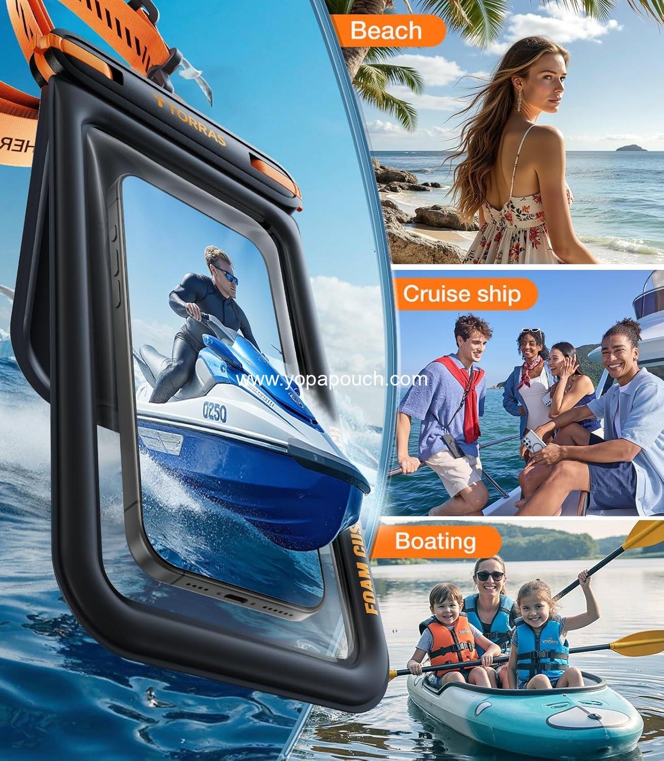 Wholesale IP68 Waterproof Phone Pouch Double Space Floating Case with Lanyard for iPhone 17 Pro Max 16 15 14 S25 S24, 7.0