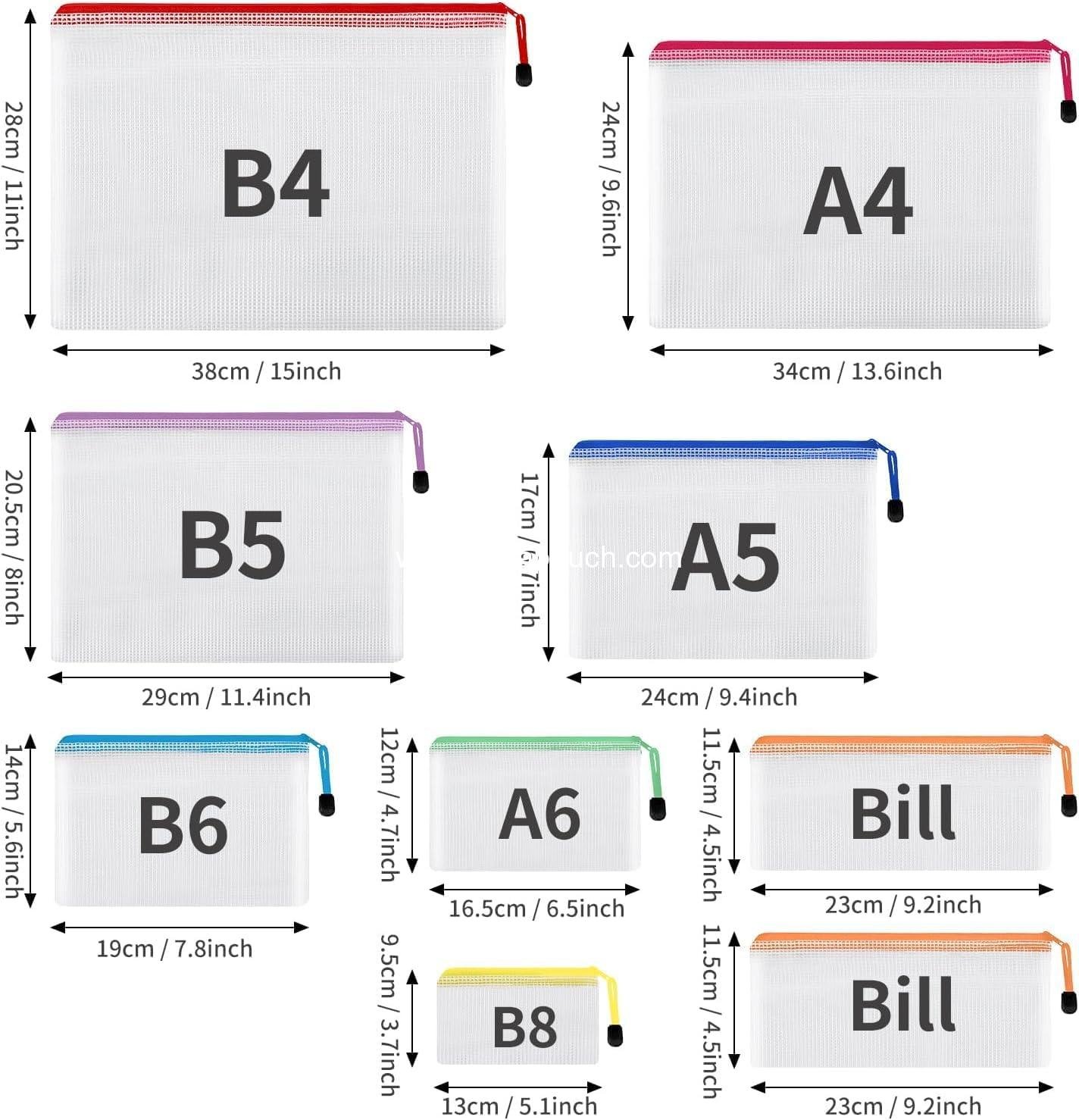 Wholesale 30pcs Mesh Zipper Pouch Bags, 8 Sizes in 8 Colors, Waterproof Pouches with Slide Fastener for Organization and Multipurpose Use in Travel, School, Office, and Home - Manufacturer