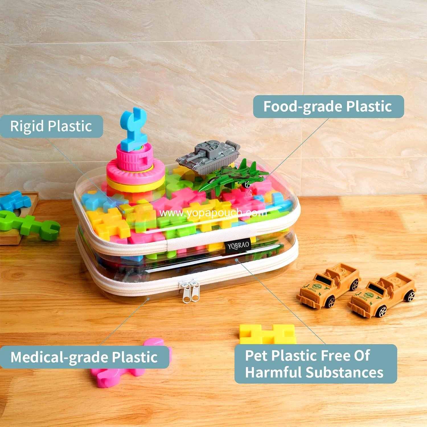 Wholesale Hard Sided Clear Zipper Case for Storage - Professional-Grade Plastic Pencil Case, Toy Storage Bin, Toiletry Pouch, Travel Organizer, Cosmetic Bag (White, 2 Pack, Medium) - Supplier