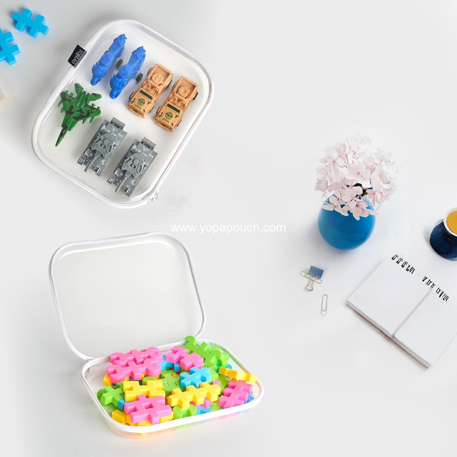 Wholesale Hard Sided Clear Zipper Case for Storage - Professional-Grade Plastic Pencil Case, Toy Storage Bin, Toiletry Pouch, Travel Organizer, Cosmetic Bag (White, 2 Pack, Medium) - Supplier