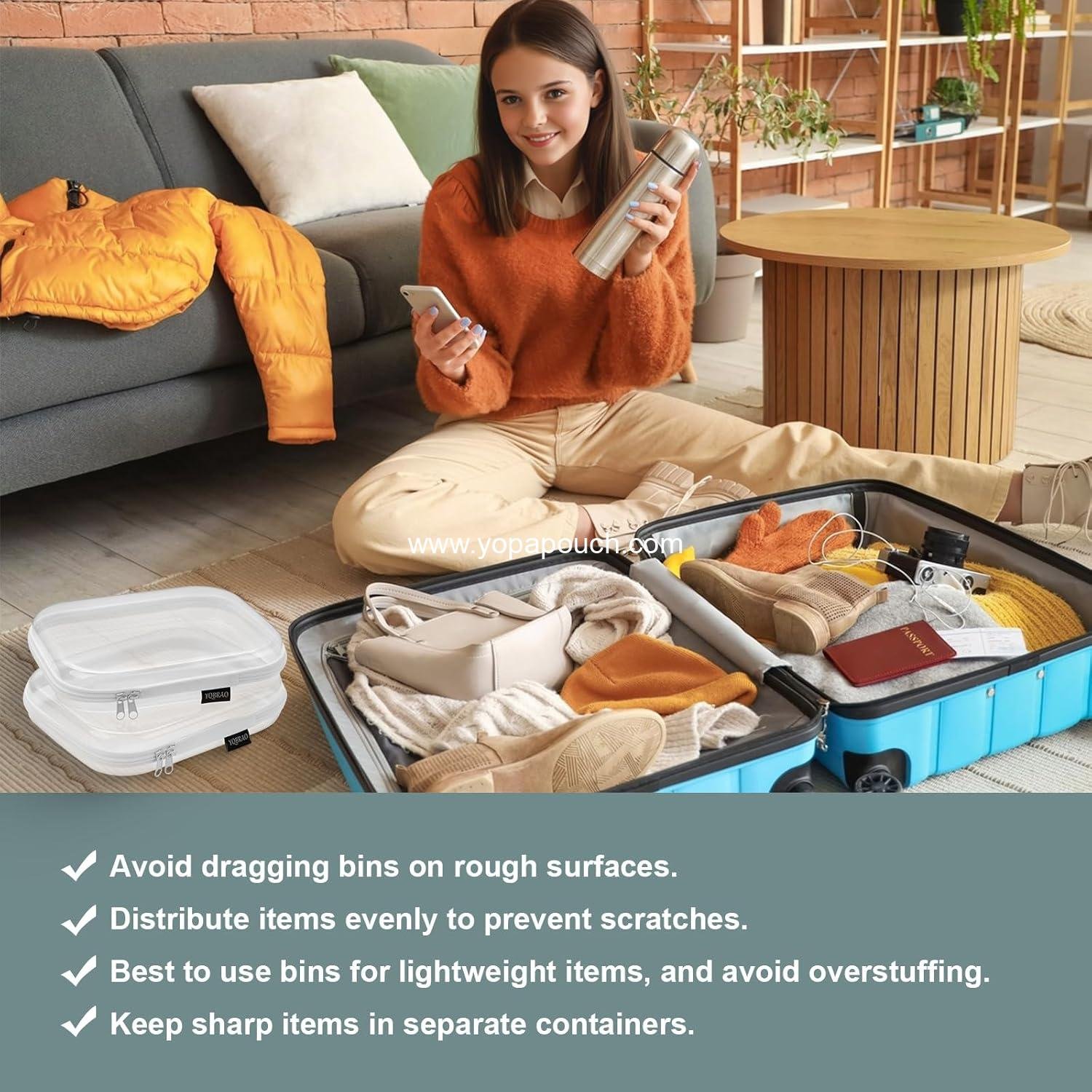 Wholesale Hard Sided Clear Zipper Case for Storage - Professional-Grade Plastic Pencil Case, Toy Storage Bin, Toiletry Pouch, Travel Organizer, Cosmetic Bag (White, 2 Pack, Medium) - Supplier