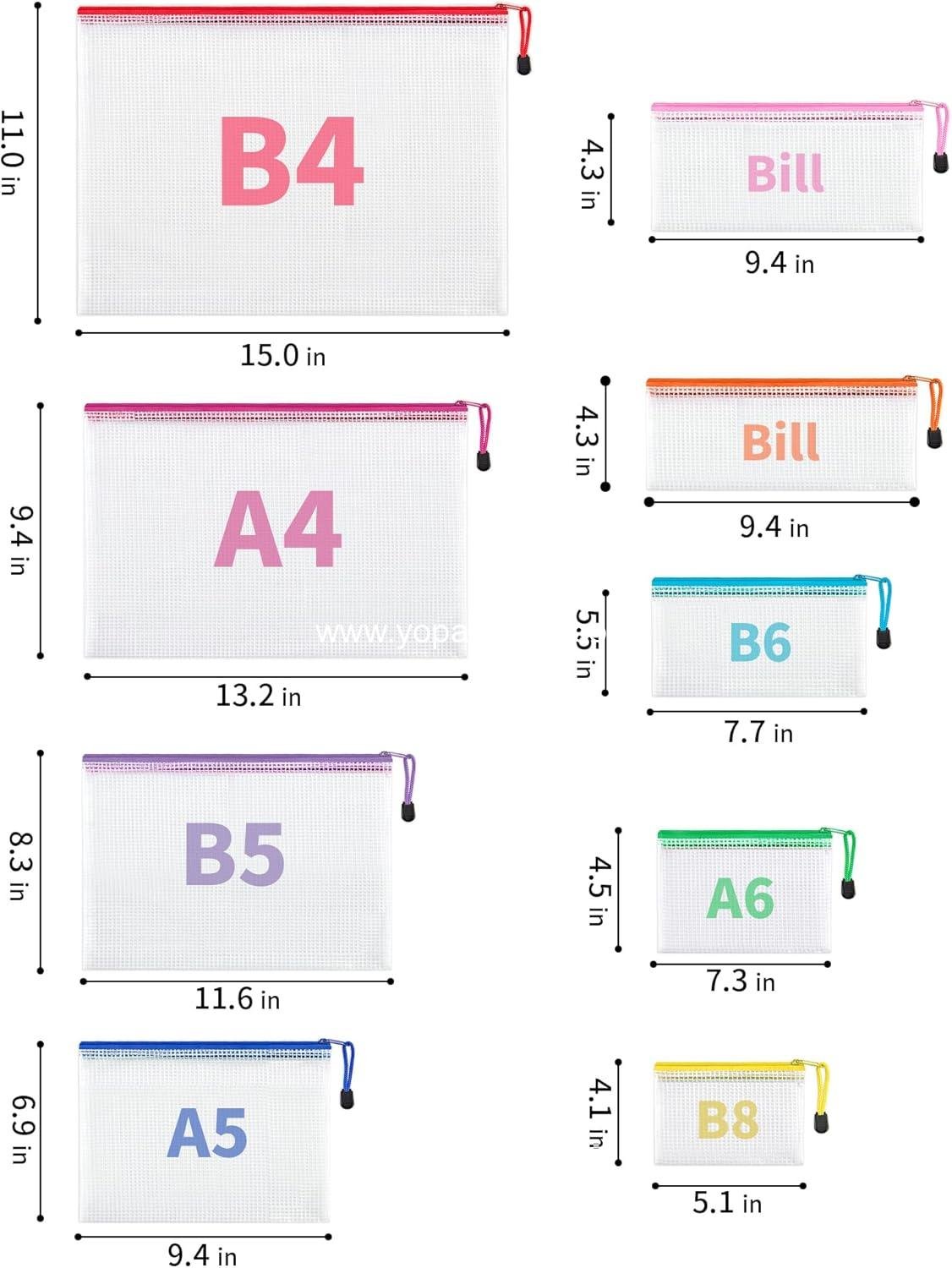 Wholesale 18 Pack Waterproof Zipper Bags in 8 Sizes and 9 Colors - Multipurpose Mesh Pouches for Office, School, Travel Accessories, Board Games, Puzzles, Cosmetics, and Home Organization Supplier