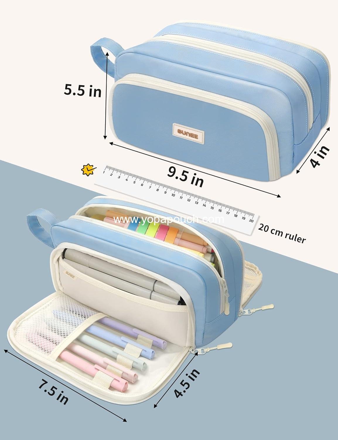 Wholesale Large Pencil Case, Big Capacity Pen Pouch with 3 Compartments, Kawaii Cute Zipper Pencil Bag, High Storage Stationery Organizer, School Supplies for Teen and Adult Girls, Supplier