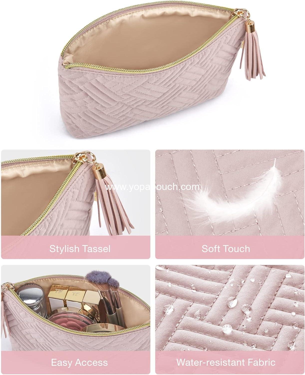 Wholesale Elegant Pink Small Cosmetic Bag, Roomy Makeup Organizer, Waterproof Toiletry Pouch, Great Gifts for Women - 1 pc Supplier