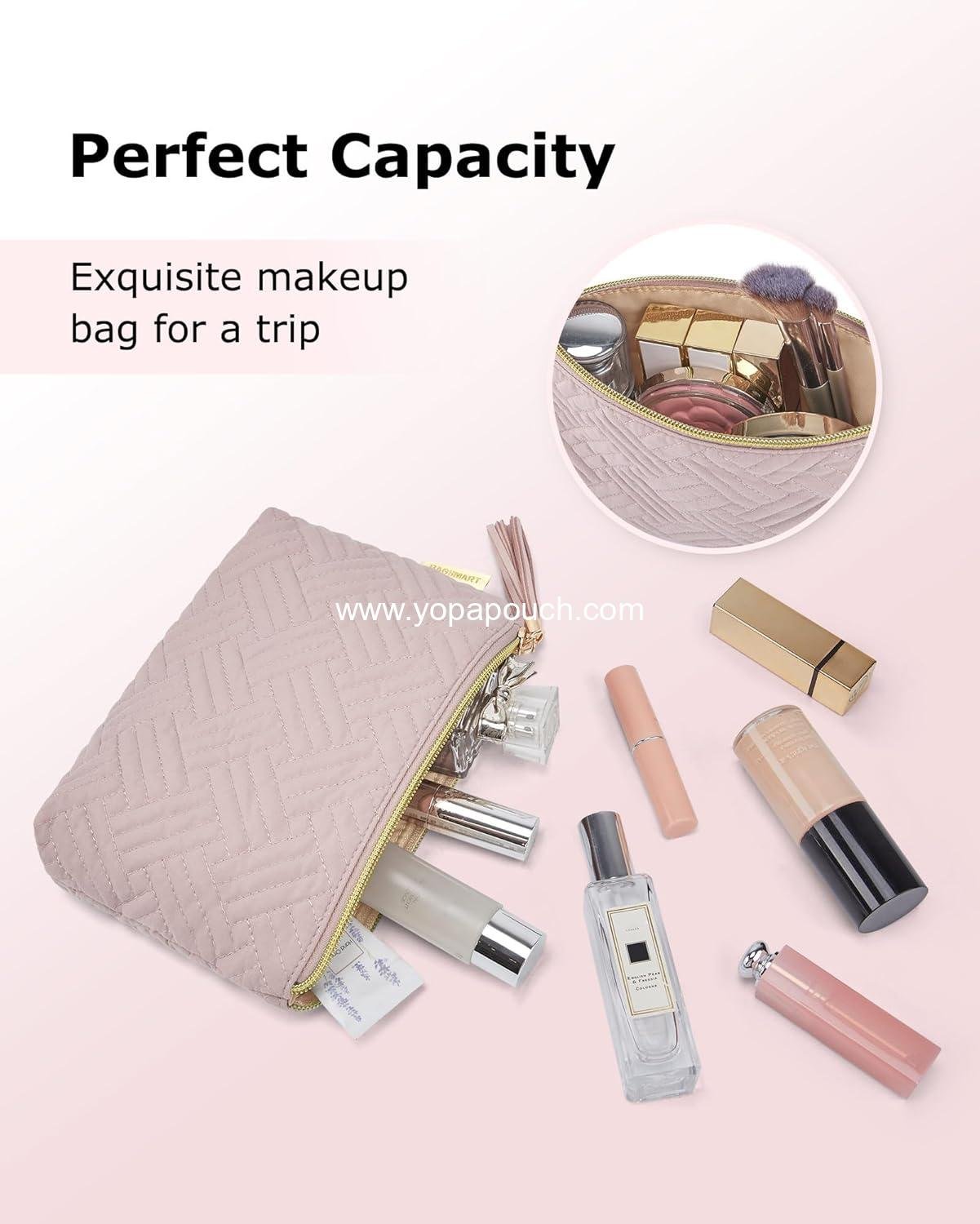 Wholesale Elegant Pink Small Cosmetic Bag, Roomy Makeup Organizer, Waterproof Toiletry Pouch, Great Gifts for Women - 1 pc Supplier