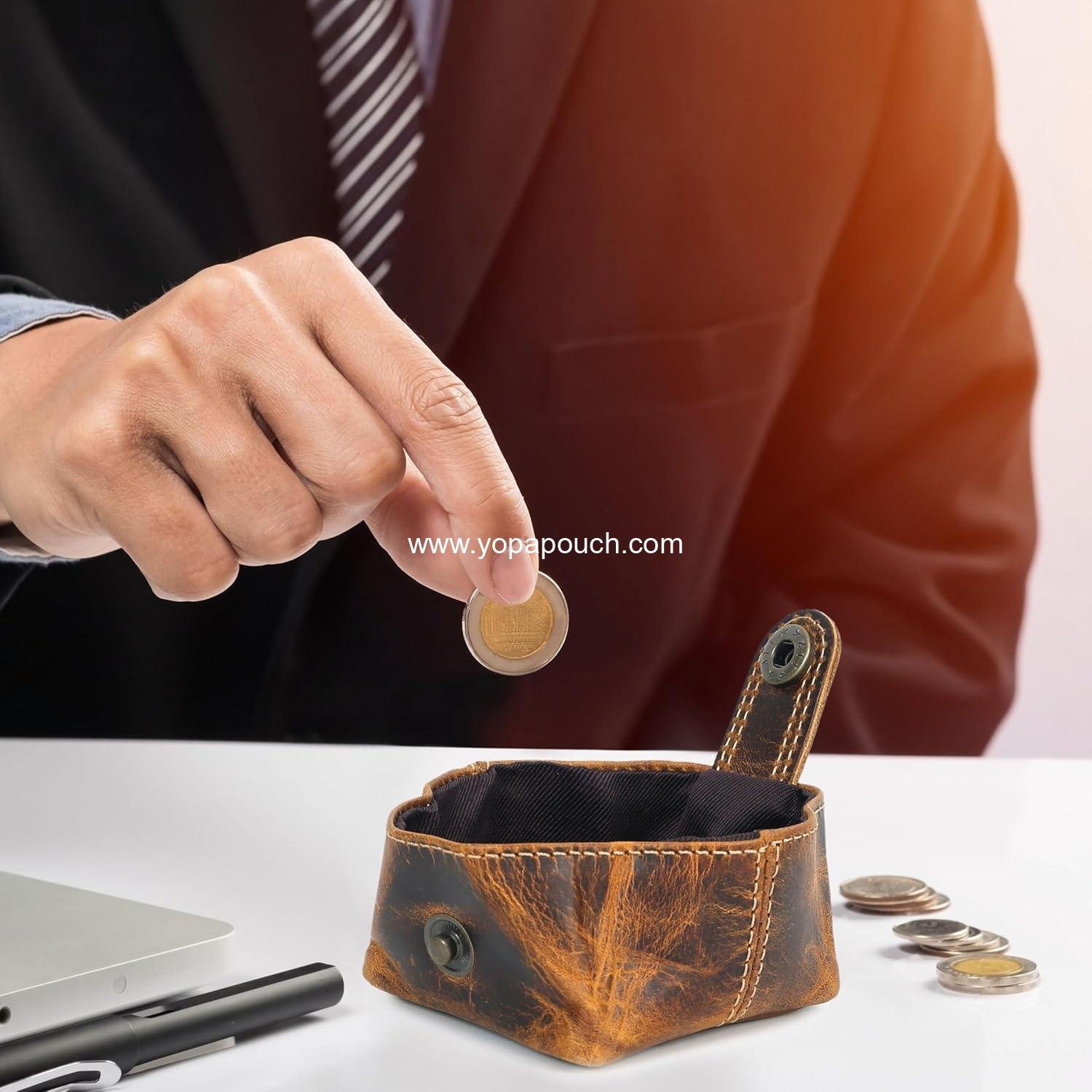 Wholesale Leather Coin Pouch - Compact Change Holder Mini Pocket Wallet for Men & Women Antique Brown - Supplier Wholesale Leather Coin Pouch - Compact Change Holder Mini Pocket Wallet for Men & Women Antique Brown - Supplier