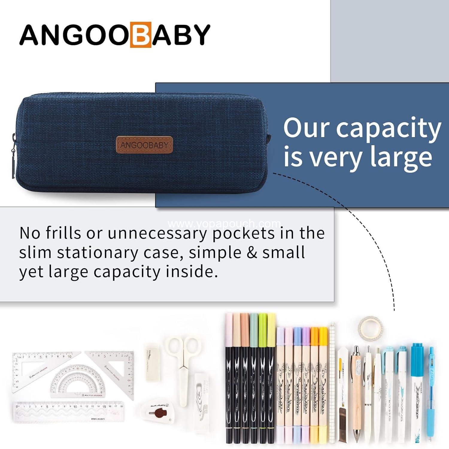 Wholesale Small Pencil Case Student Pouch Coin Cosmetic Bag Office Organizer for Teen School - Dark Blue Supplier