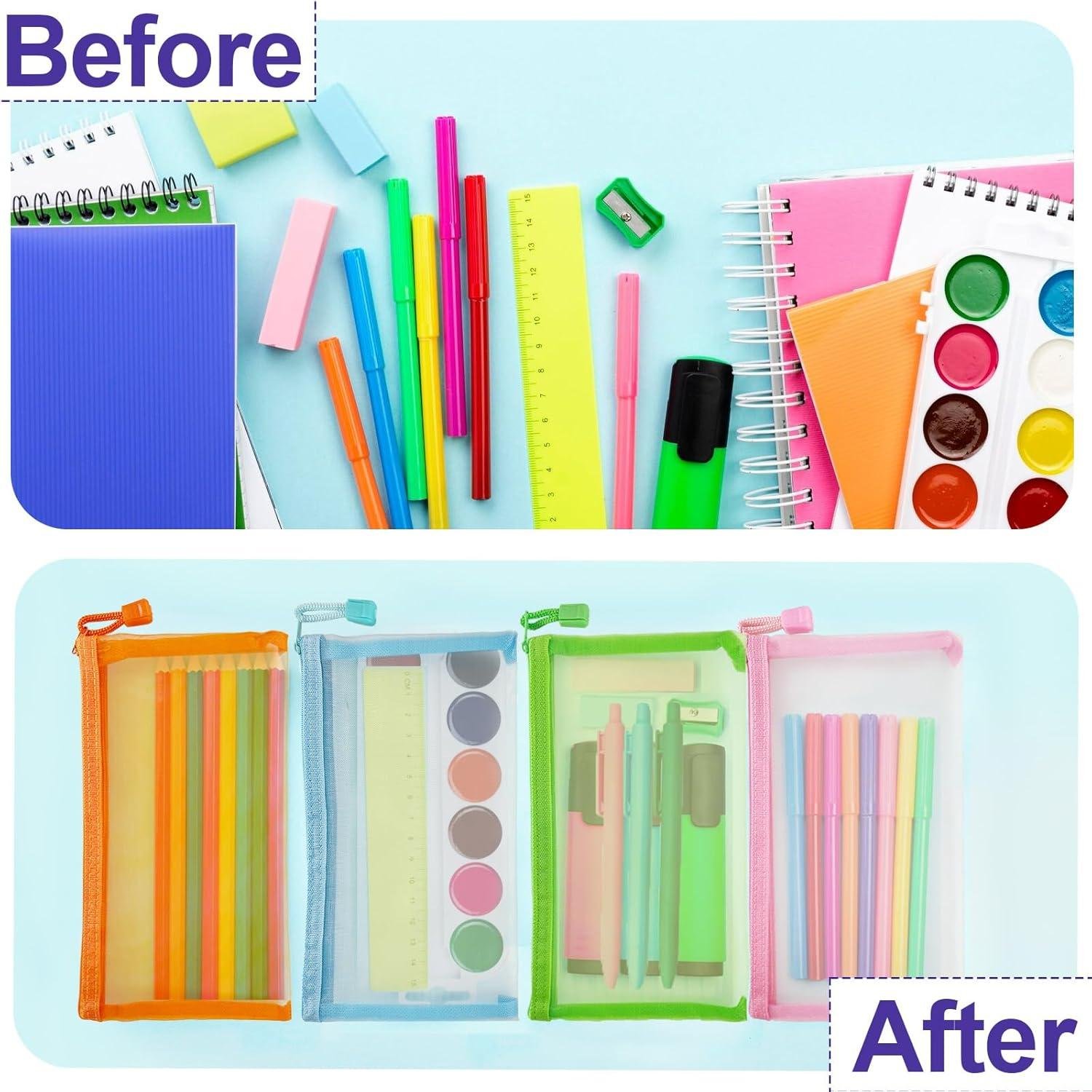 Wholesale Mesh Pouches (6 Pack) - Zippered Nylon Makeup Bags, Cosmetic Travel Organizer, Diaper Bag Insert, See-Through Design, Cute Colors, Supplier