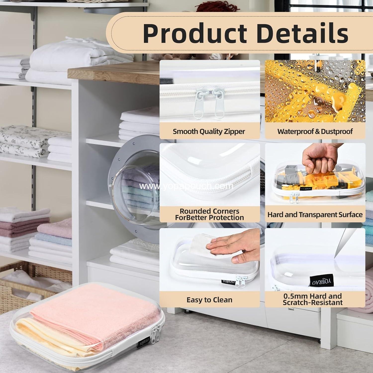 OEM 3 Pack Clear Hard Shell Zipper Case - Waterproof Cosmetic Bag, Kid's Toy Storage Organizer, Charging Cables Holder, Creative Journaling, Painting Brushes, Sketch Supplies - Supplier