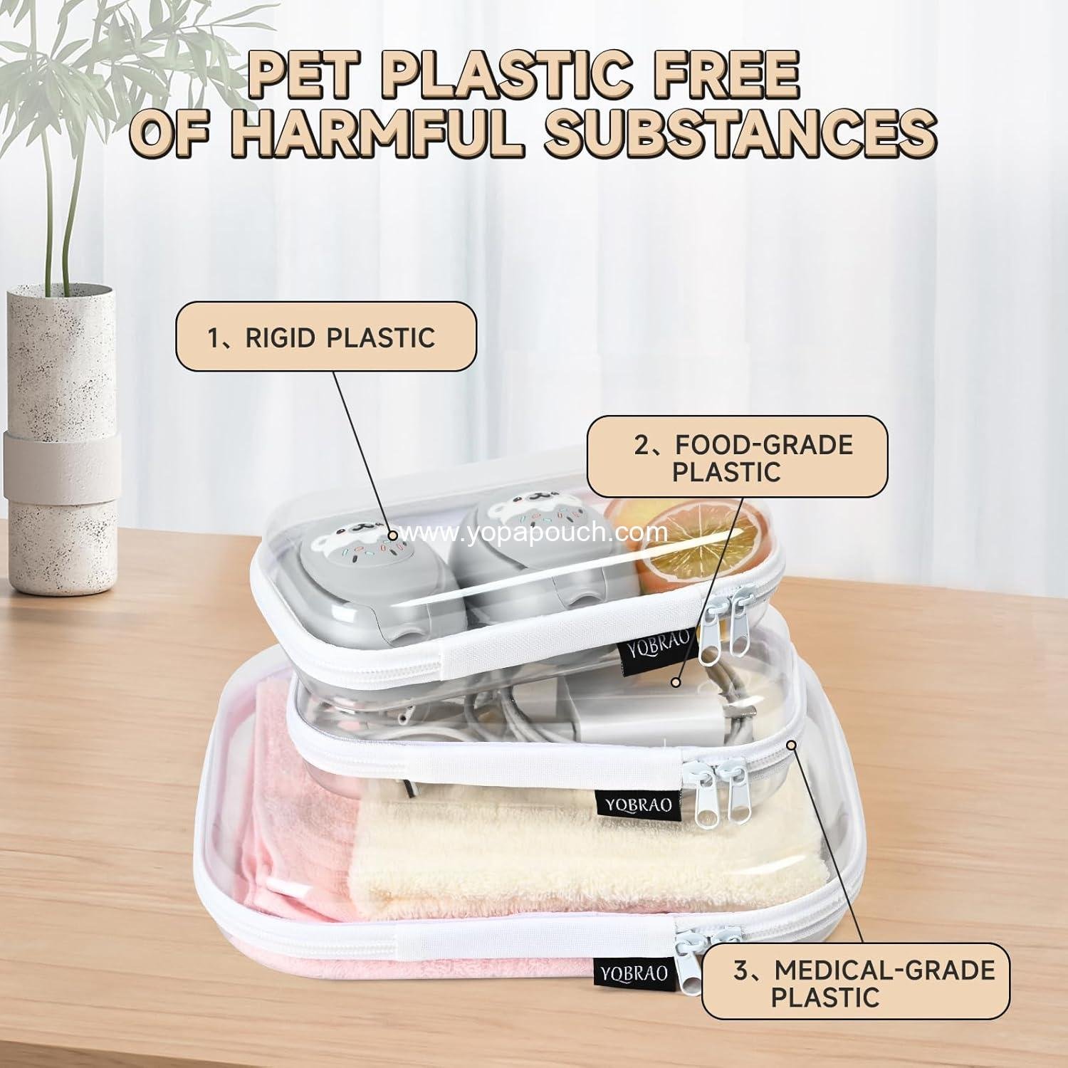 OEM 3 Pack Clear Hard Shell Zipper Case - Waterproof Cosmetic Bag, Kid's Toy Storage Organizer, Charging Cables Holder, Creative Journaling, Painting Brushes, Sketch Supplies - Supplier