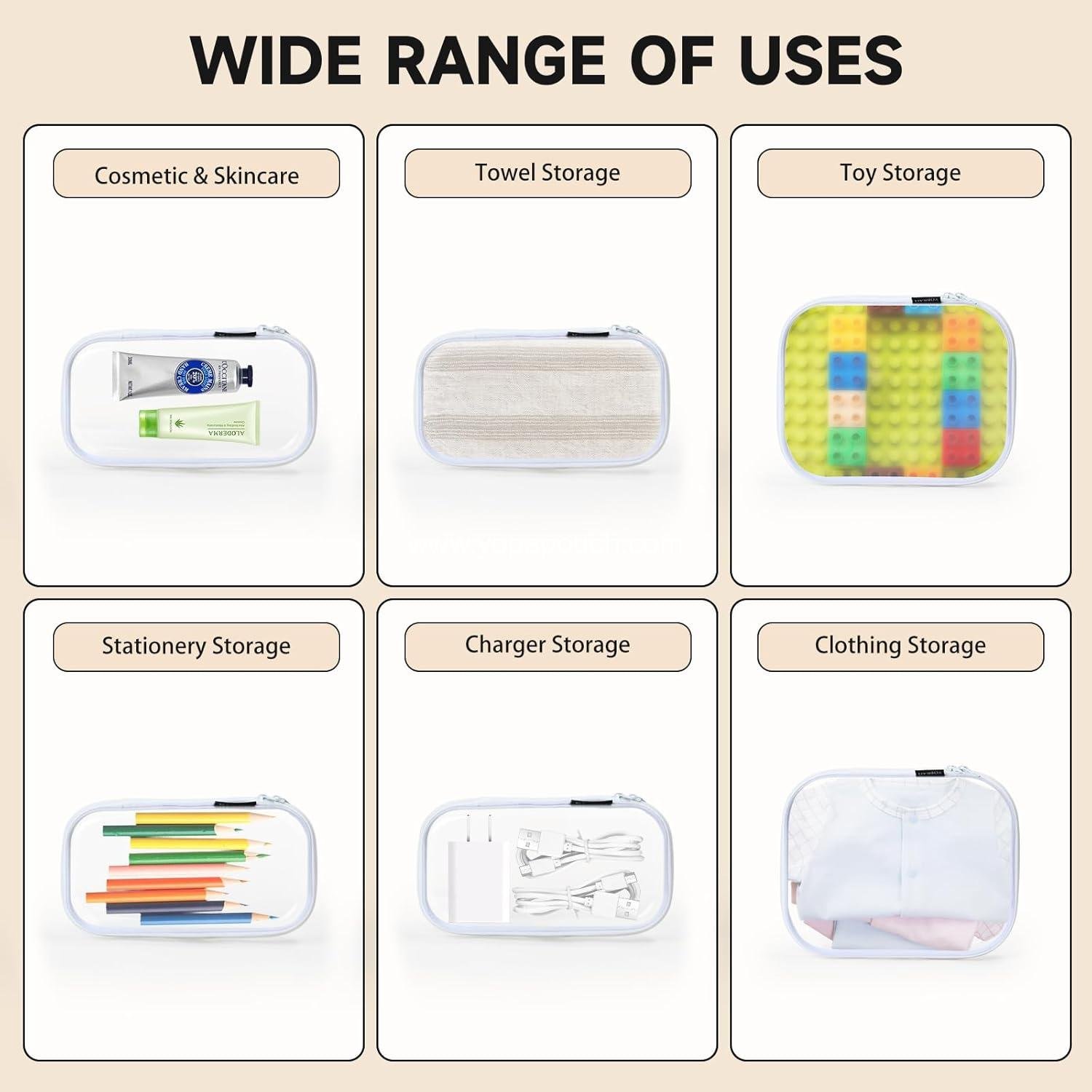 OEM 3 Pack Clear Hard Shell Zipper Case - Waterproof Cosmetic Bag, Kid's Toy Storage Organizer, Charging Cables Holder, Creative Journaling, Painting Brushes, Sketch Supplies - Supplier