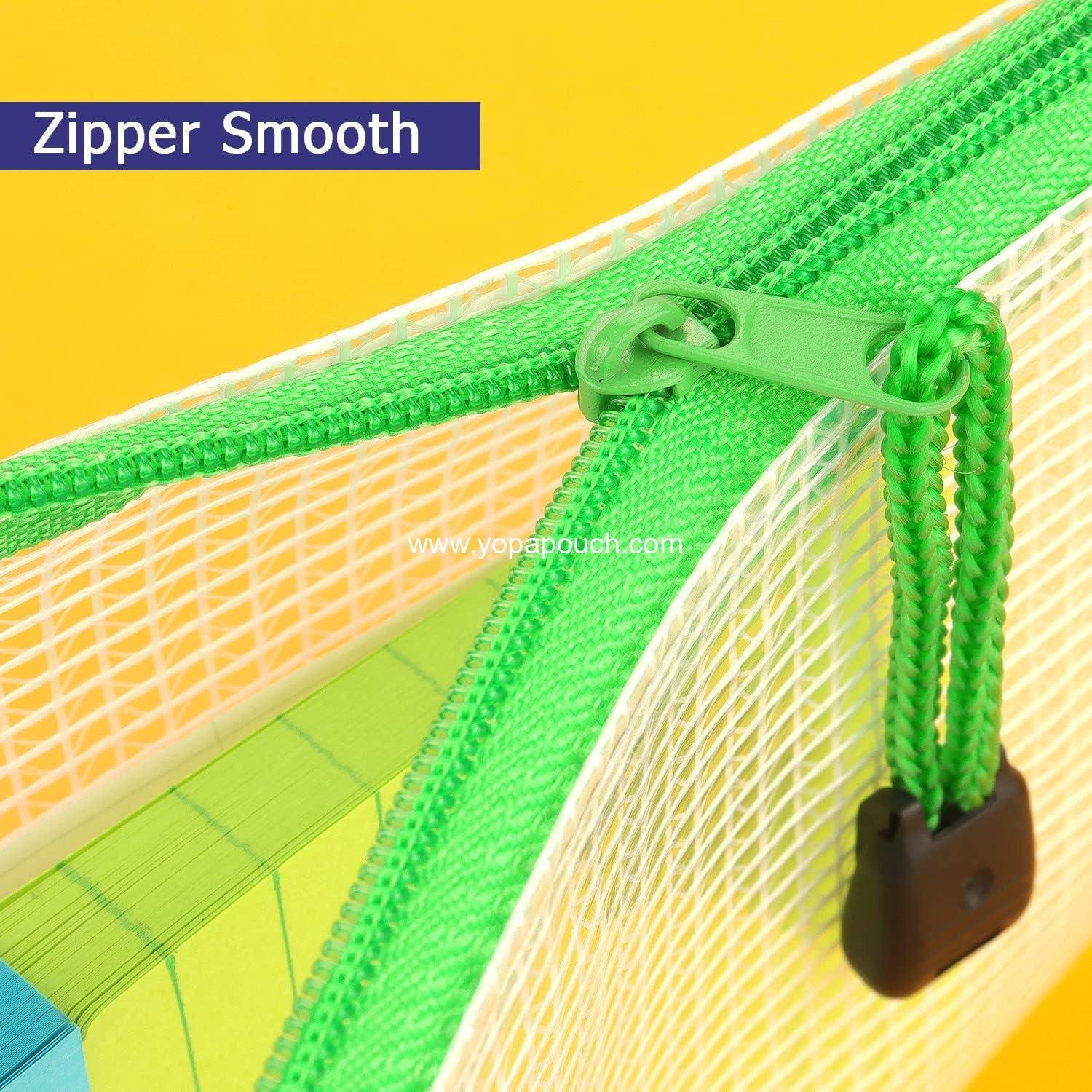 Wholesale 10 Pack Mesh Zipper Pouch Waterproof Zip File Bags Plastic Pencil Pouches A6 Size for Classroom Organization School Office Supplies (Colorful) Supplier