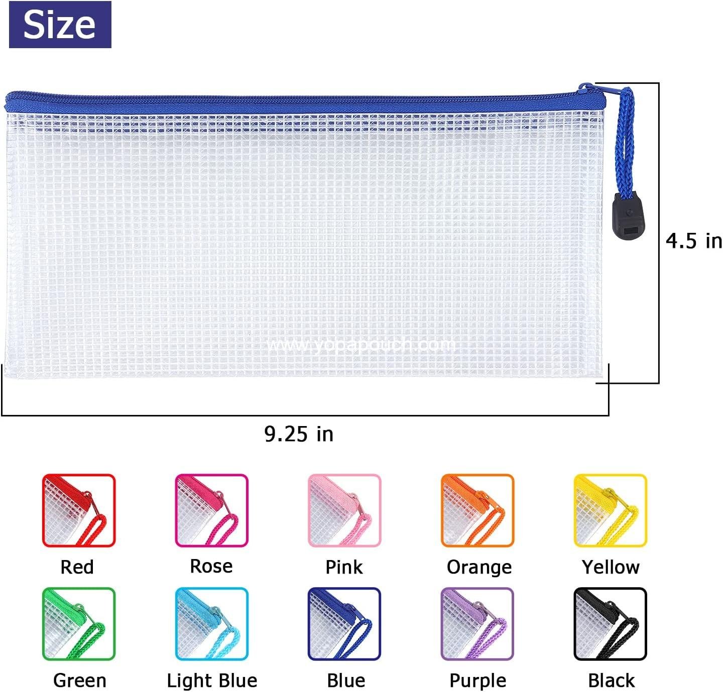 Wholesale 10 Pack Mesh Zipper Pouch Waterproof Zip File Bags Plastic Pencil Pouches A6 Size for Classroom Organization School Office Supplies (Colorful) Supplier