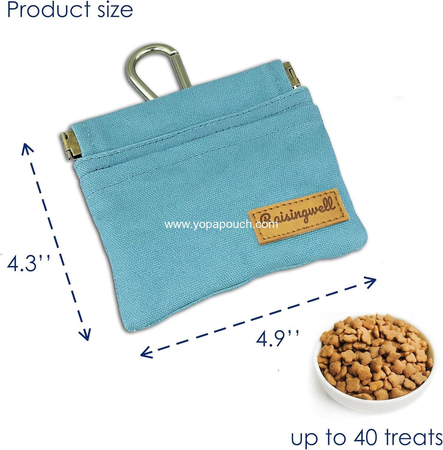 Wholesale Dog Treat Pouch - Green Pocket-Sized Pet Training Bag, Cotton Fabric, Hands-Free Dog Walking with Carabiner, Self-Closing Snack Reward for Puppy Travel or Outdoor Use, OEM