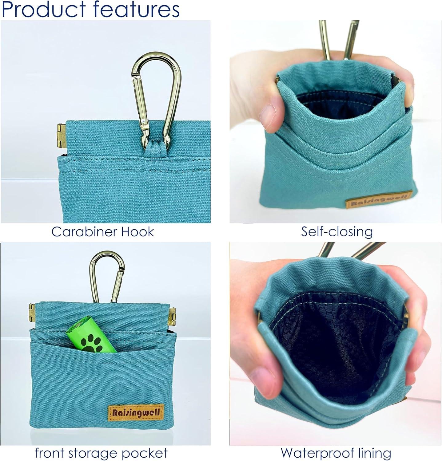 Wholesale Dog Treat Pouch - Green Pocket-Sized Pet Training Bag, Cotton Fabric, Hands-Free Dog Walking with Carabiner, Self-Closing Snack Reward for Puppy Travel or Outdoor Use, OEM