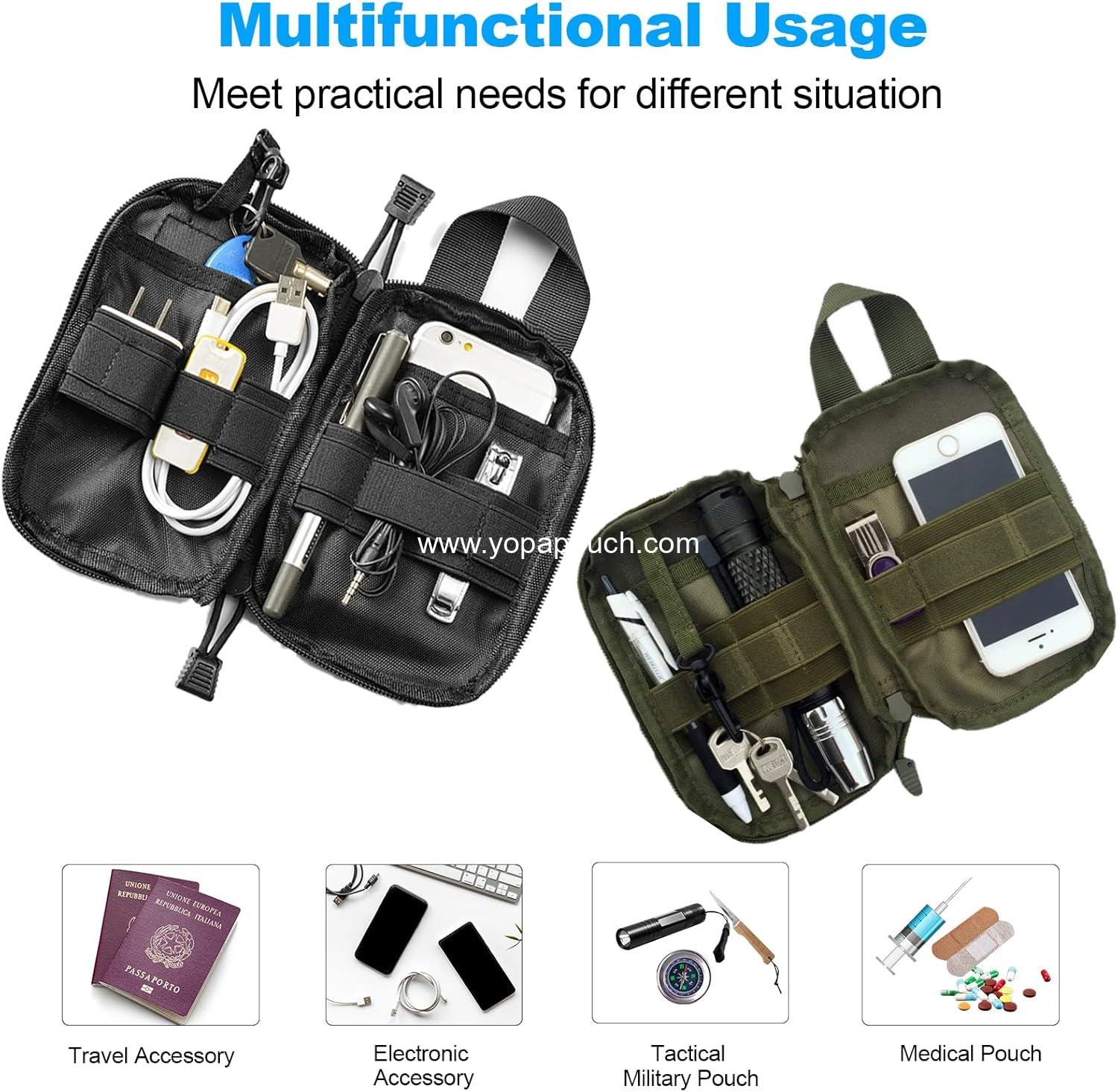 Wholesale Tactical EDC Pocket Organizer Pouch Mini Tool Storage Bag Portable Nylon Molle Compatible Utility Pouch for Electronic Accessories Aid Kits Multitools Tactical Accessories Supplier