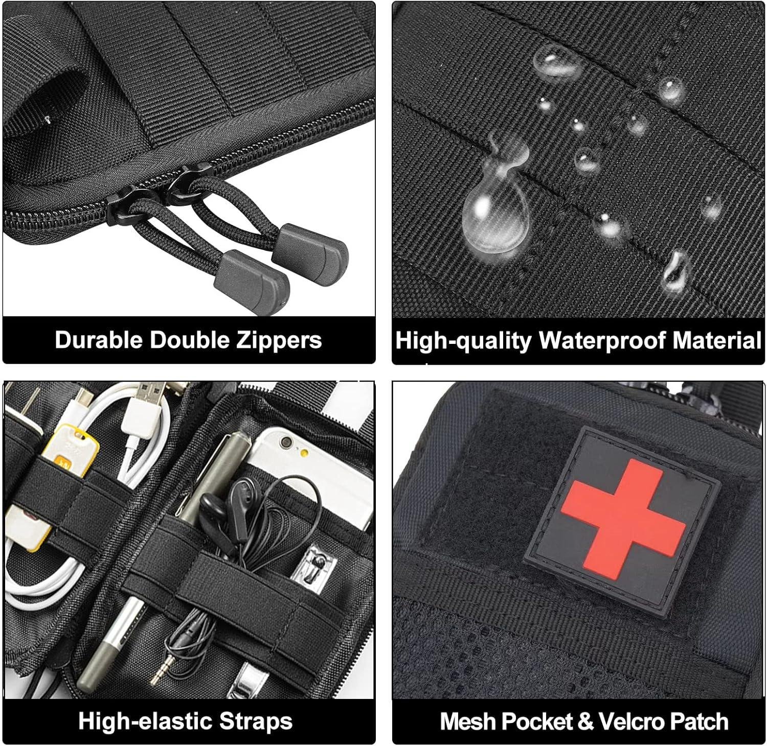 Wholesale Tactical EDC Pocket Organizer Pouch Mini Tool Storage Bag Portable Nylon Molle Compatible Utility Pouch for Electronic Accessories Aid Kits Multitools Tactical Accessories Supplier