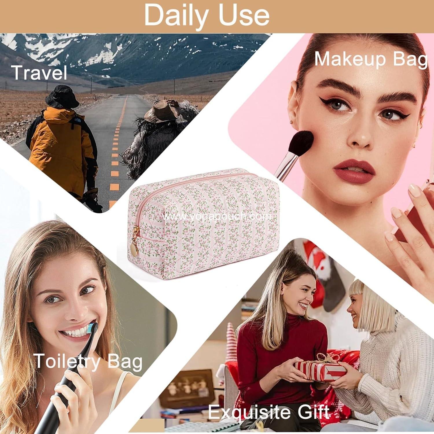 OEM Makeup Bag Travel Cosmetic Pouch for Women and Girls, Floral Toiletry Organizer and Portable Storage (Pink) - Supplier OEM Makeup Bag Travel Cosmetic Pouch for Women and Girls, Floral Toiletry Organizer and Portable Storage (Pink) - Supplier