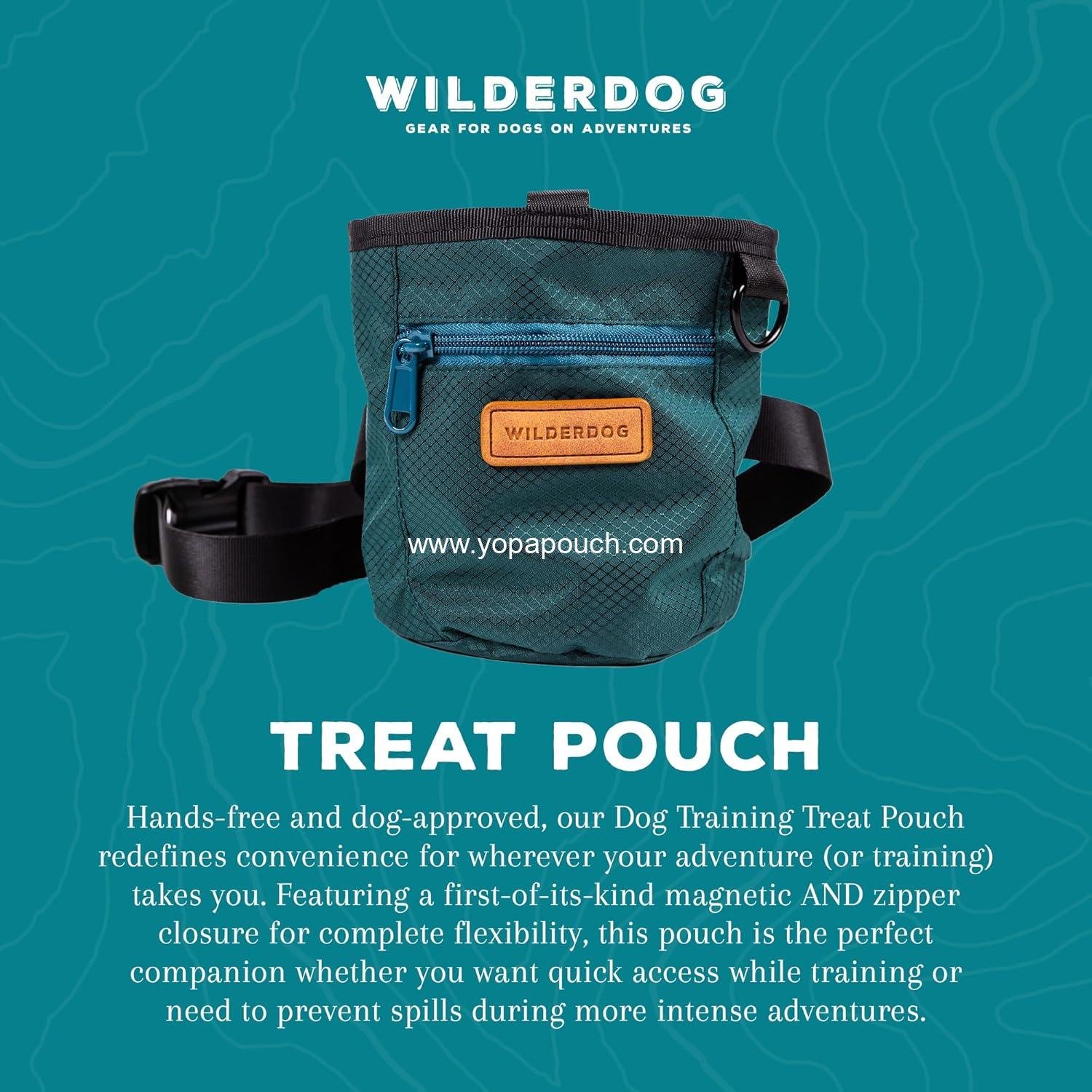 Wholesale Dog Training Treat Pouch with Magnetic Zipper Closure, Carabiner, Adjustable Waist Strap - Green Supplier