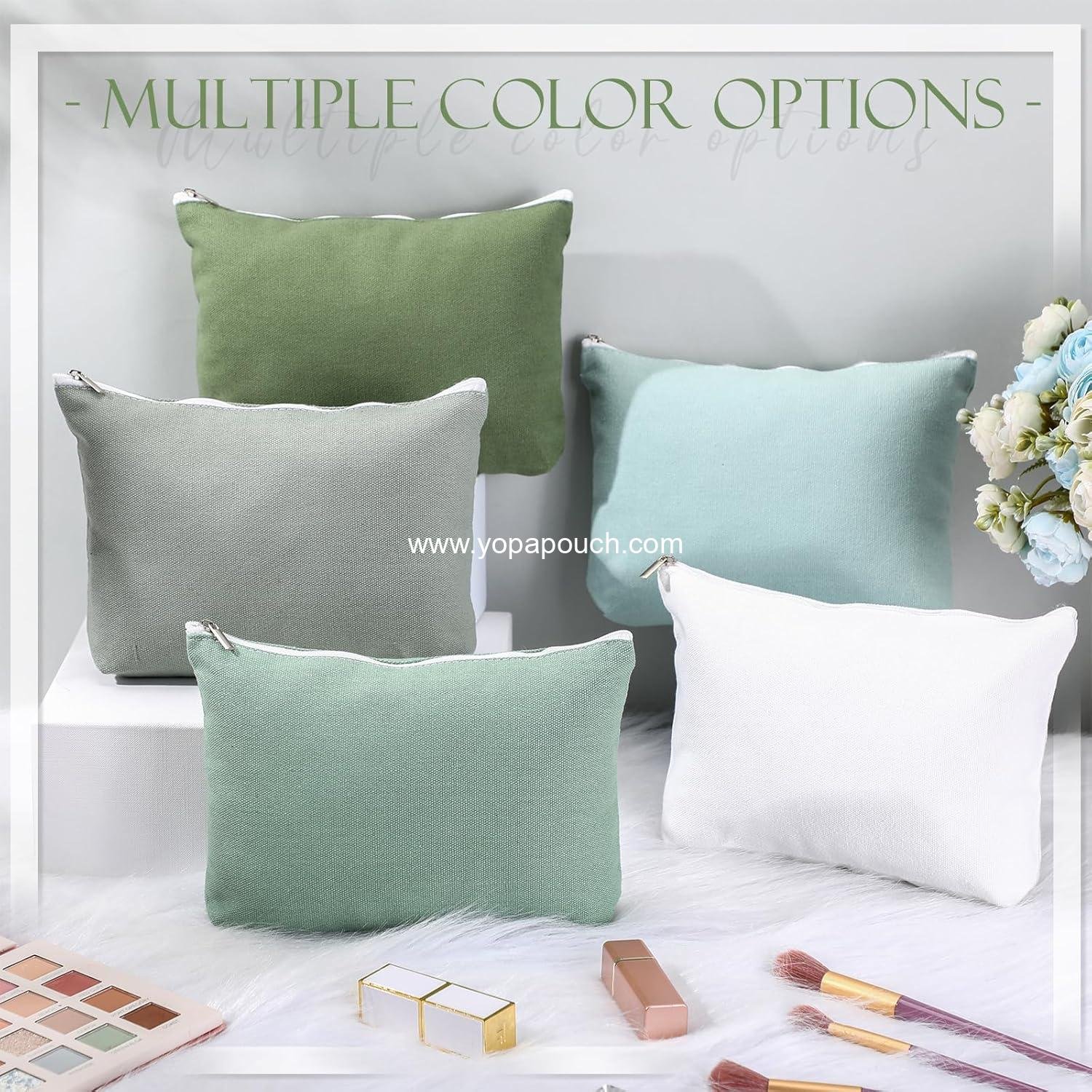 Wholesale 10 Pcs Christmas Canvas Makeup Bags Bulk for Women Blank DIY Pencil Pouches Travel Toiletry Cosmetics Gift for Thanksgiving Wedding Nurse Teacher Sisterhood Coworker Green Supplier