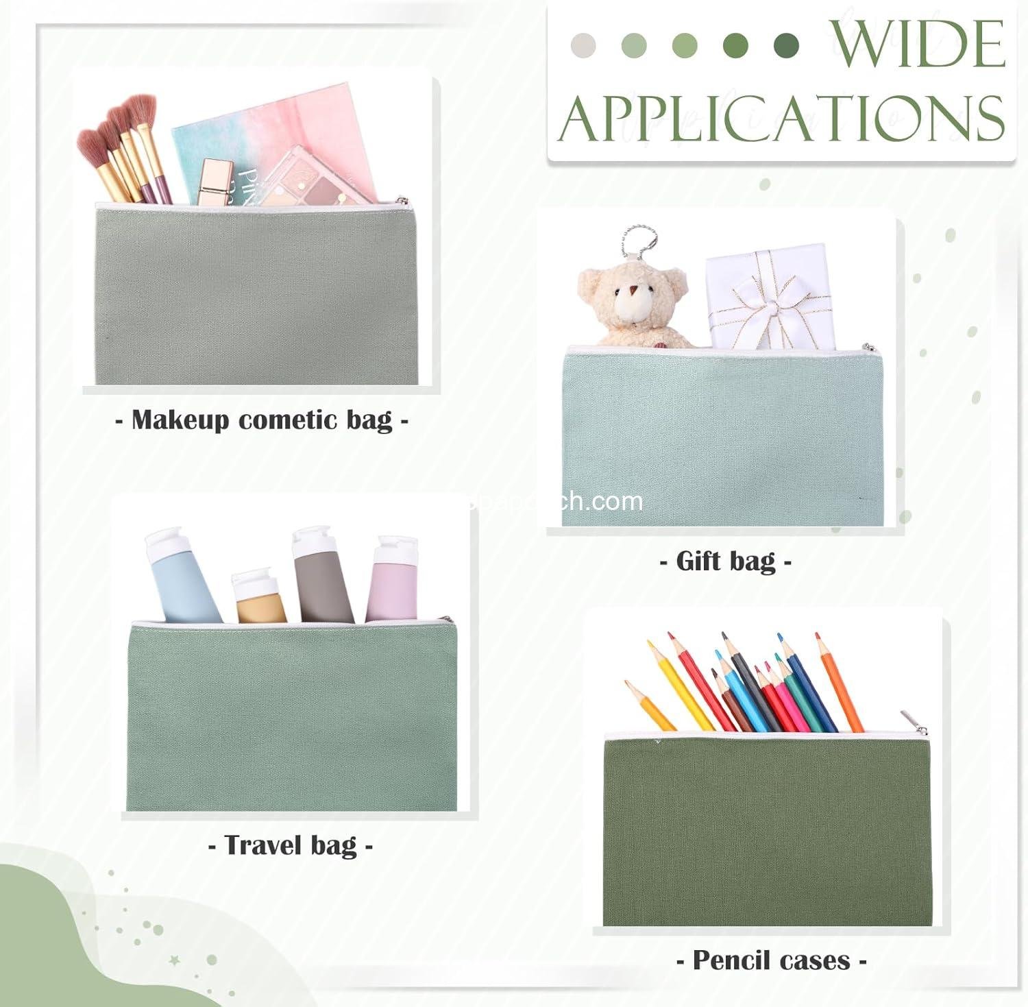 Wholesale 10 Pcs Christmas Canvas Makeup Bags Bulk for Women Blank DIY Pencil Pouches Travel Toiletry Cosmetics Gift for Thanksgiving Wedding Nurse Teacher Sisterhood Coworker Green Supplier