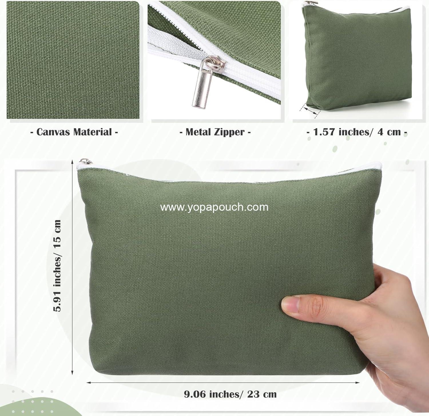 Wholesale 10 Pcs Christmas Canvas Makeup Bags Bulk for Women Blank DIY Pencil Pouches Travel Toiletry Cosmetics Gift for Thanksgiving Wedding Nurse Teacher Sisterhood Coworker Green Supplier