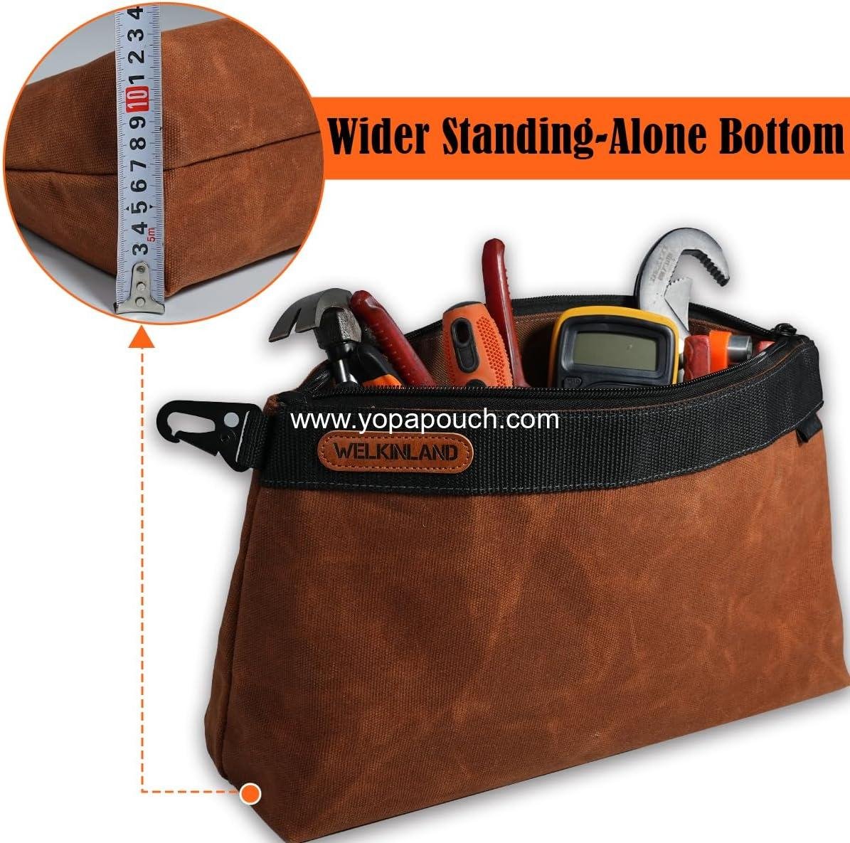 Wholesale 2-Pack Heavy-Duty Waxed Canvas Tool Pouches, 14-Inch Water-Resistant Zippered Organizer with Durable Construction - Supplier