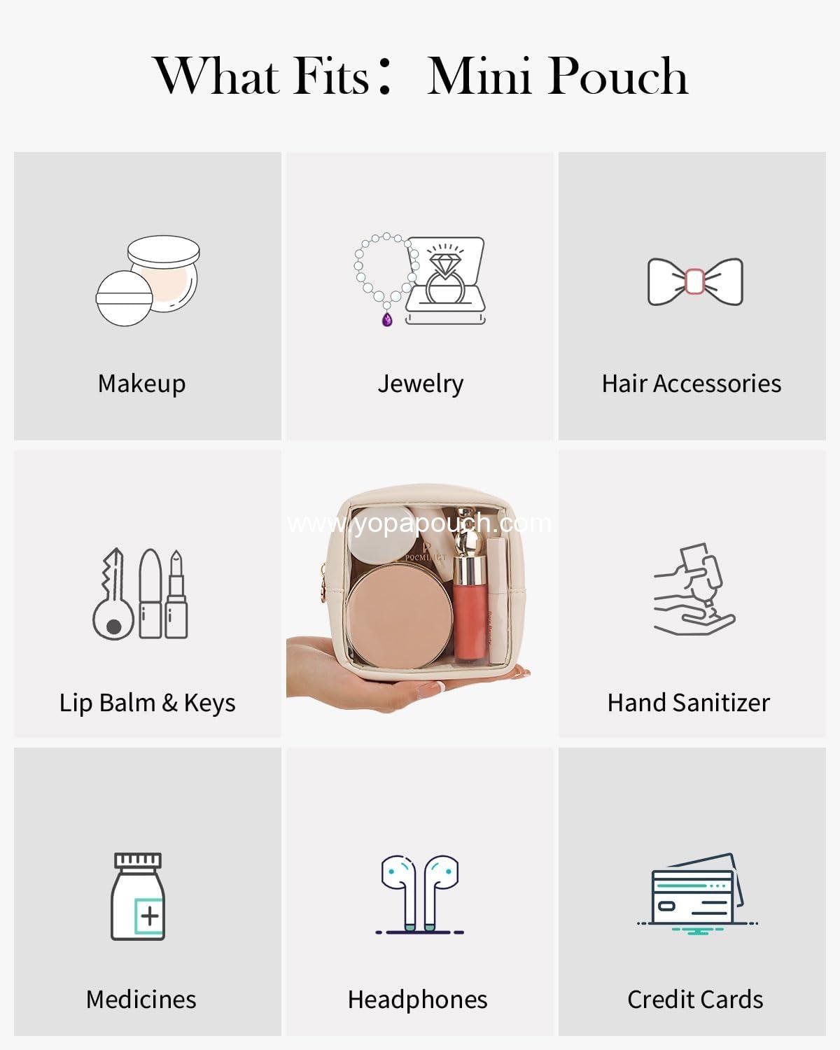 Wholesale Clear Mini Makeup Bag Travel Toiletry Pouch for Women, Cute Organizers and Car Accessories, 7.5