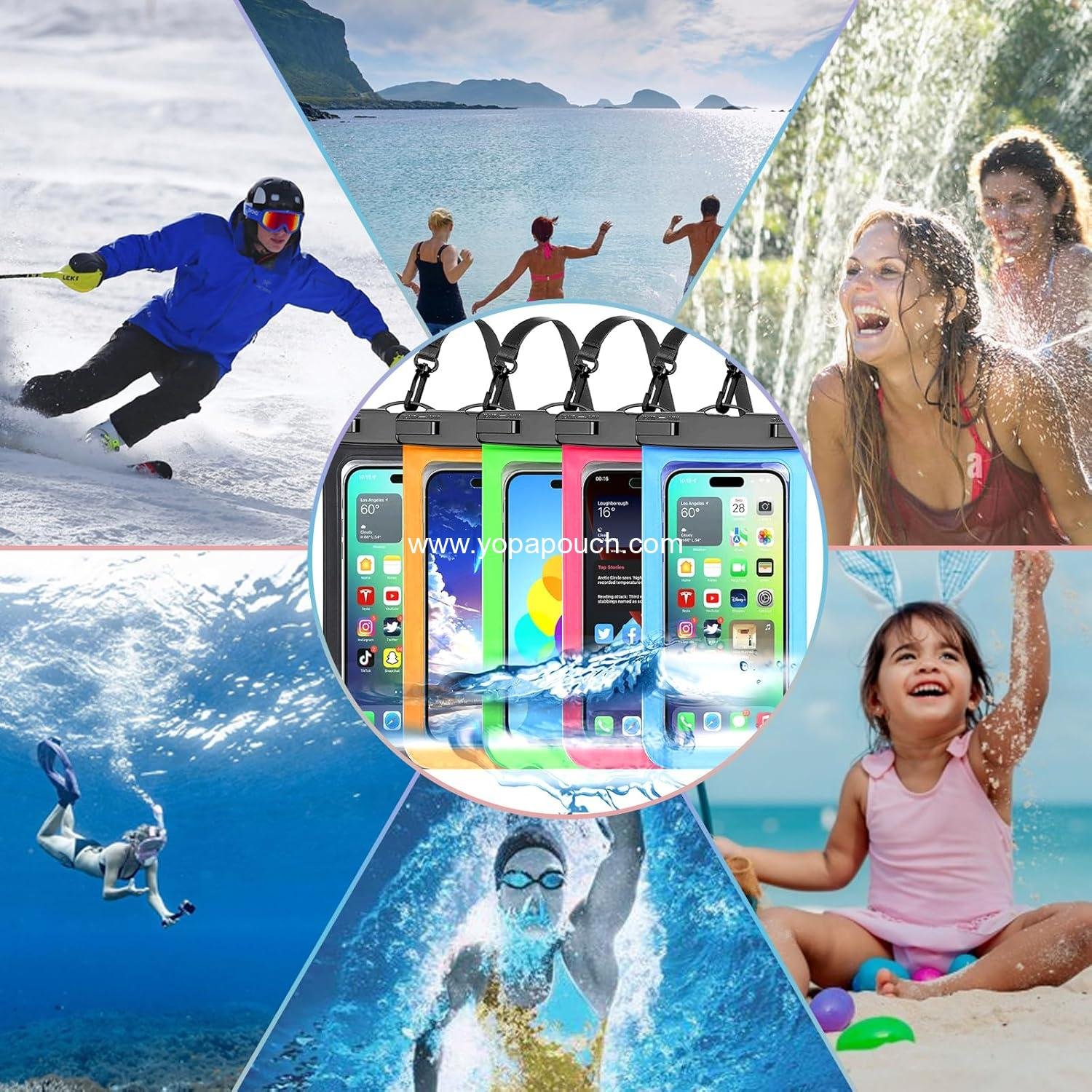 Wholesale 5 Pack Multicolor Universal Waterproof Phone Pouch, Up to 8.3