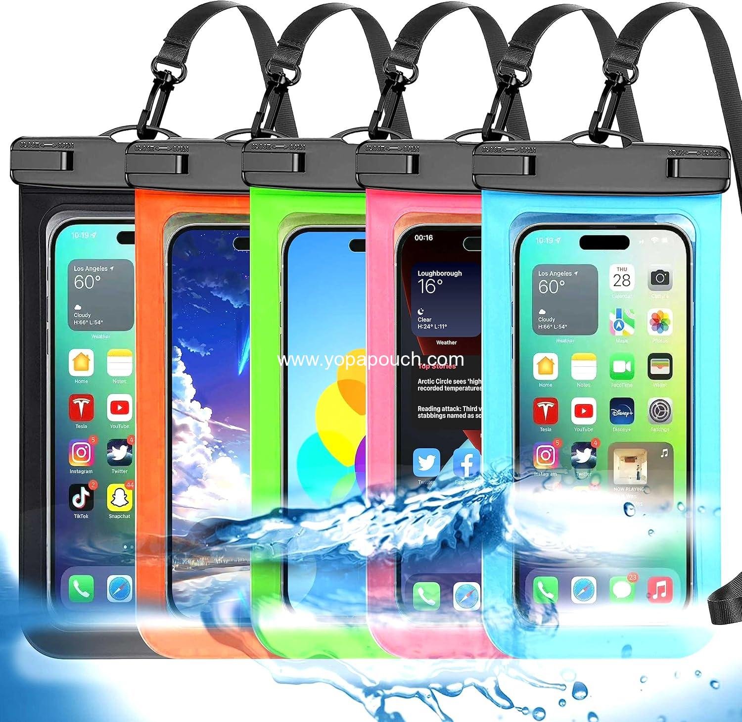 Famoby Up to 8.3" 5 Pack Multicolor Universal Waterproof Phone Pouch, Phone Waterproof Case Dry Bag,Protection Level: IP68,Outdoor Sports for Apple iPhone,Samsung,and More,Black,Blue,Pink,Orange,Green