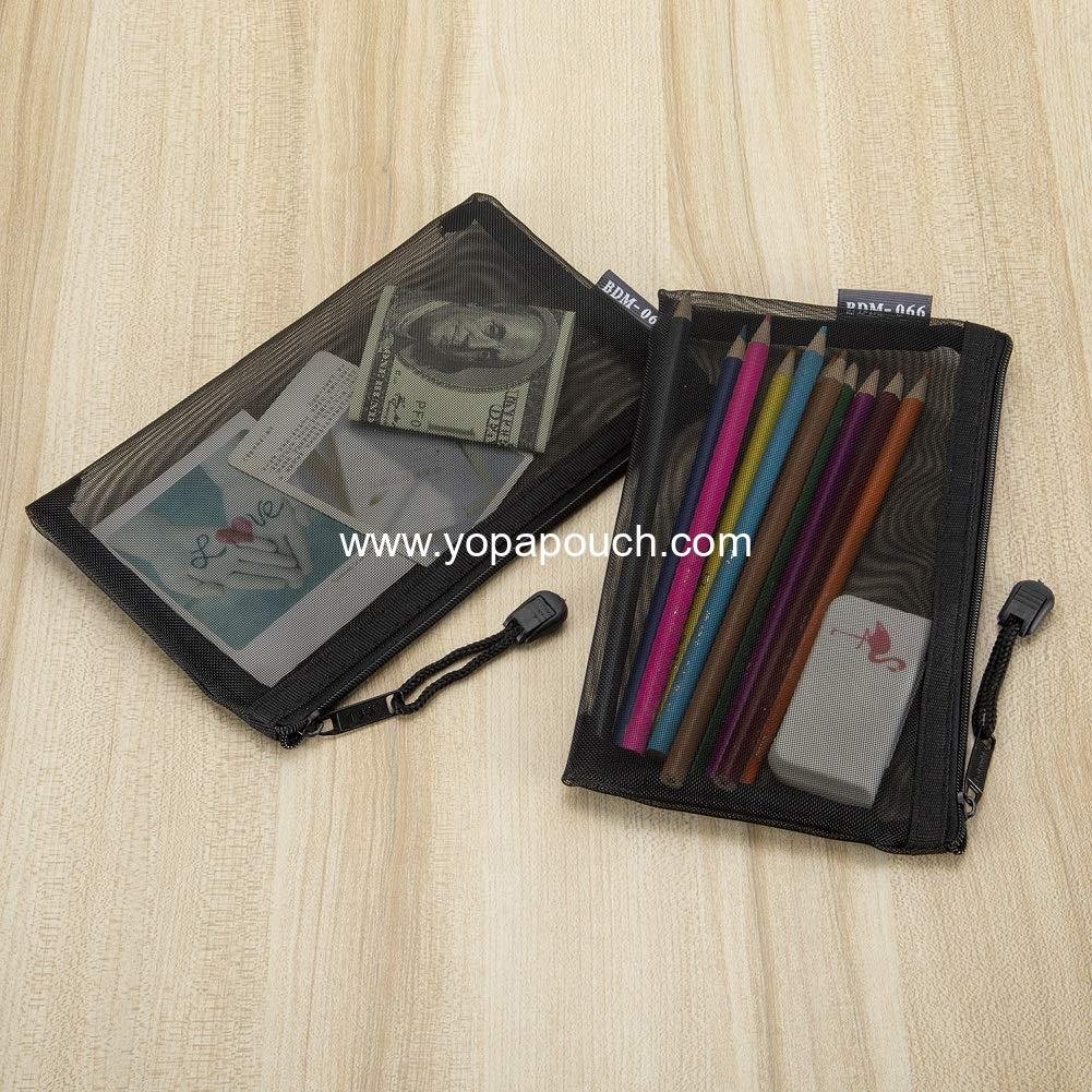 Wholesale Nylon Mesh Cosmetic Zipper Bags, 6PCS Black Makeup Pouches Travel Organizer Case (A5 x 3, A6 x 3) - Supplier