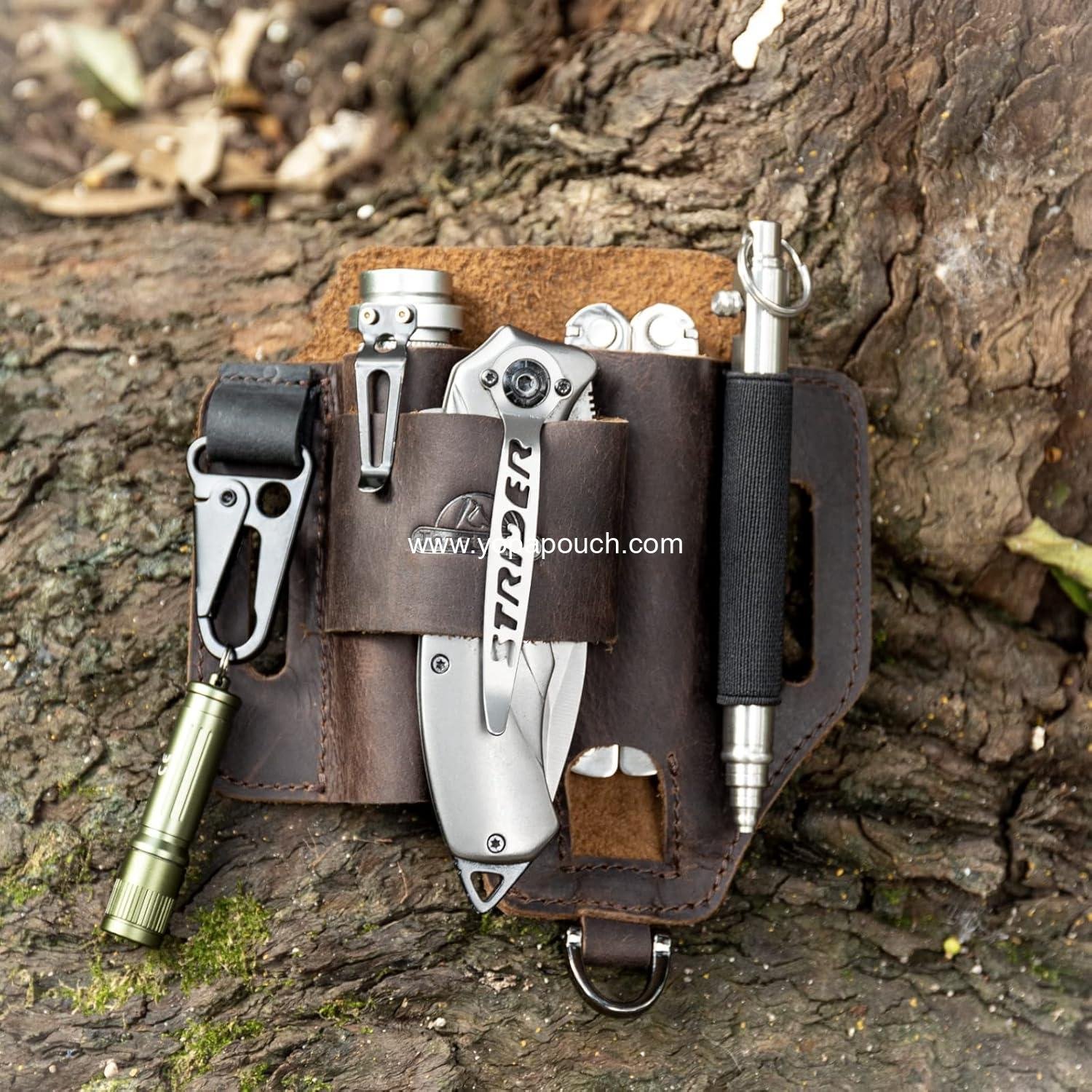 Wholesale Leather Multitool Sheath EDC Belt Organizer for Work and Daily Use, Leatherman Sheath, Pocket Organizer for Flashlight and Multitool, Gifts for Men, Dark Brown - Supplier