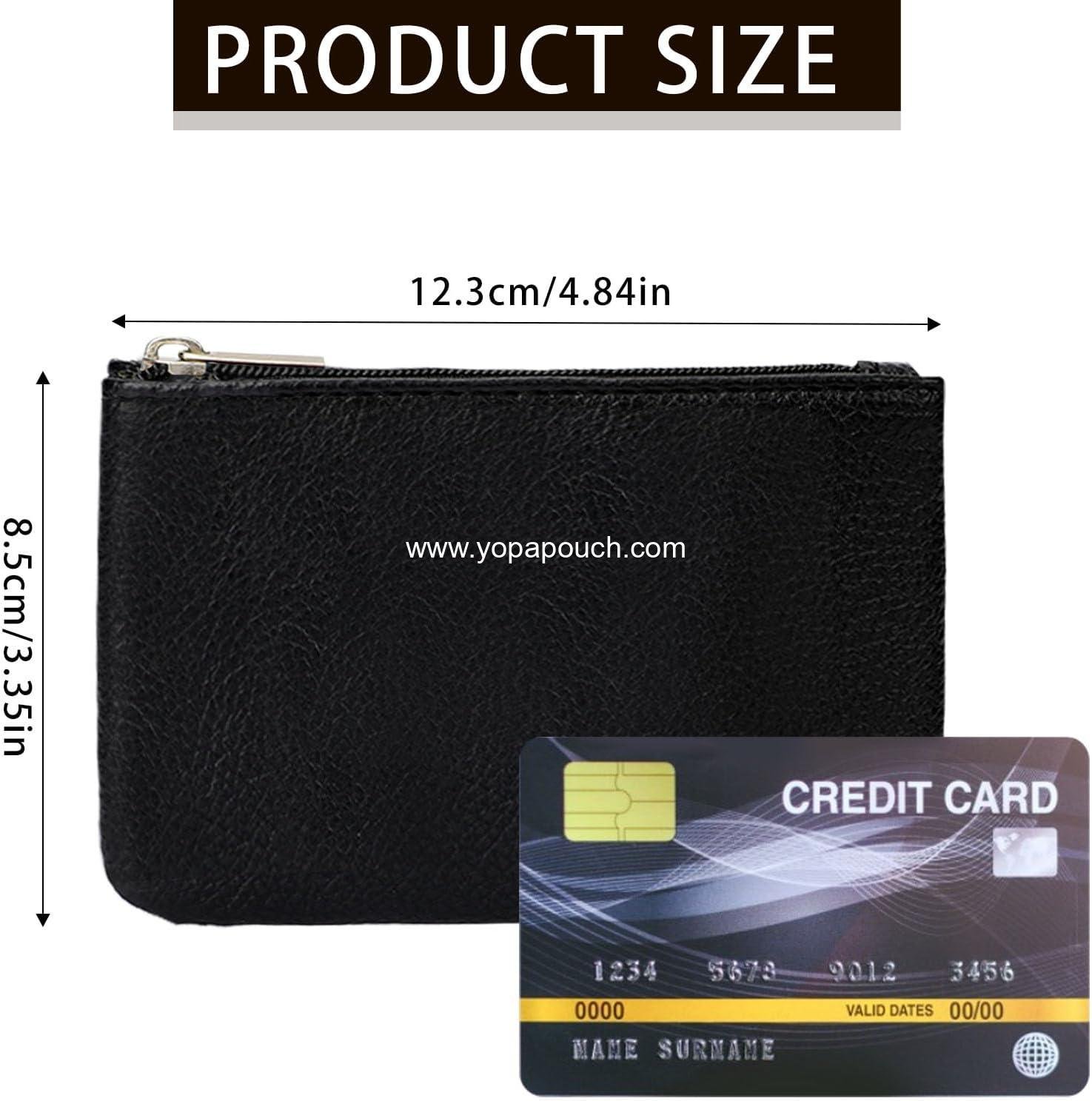 Wholesale Portable PU Leather Mini Coin Purse with Zipper for Women - Holds Credit Cards, Folded Bills, ID, Keys, Headset, Lipstick (Black & Coffee) - Supplier