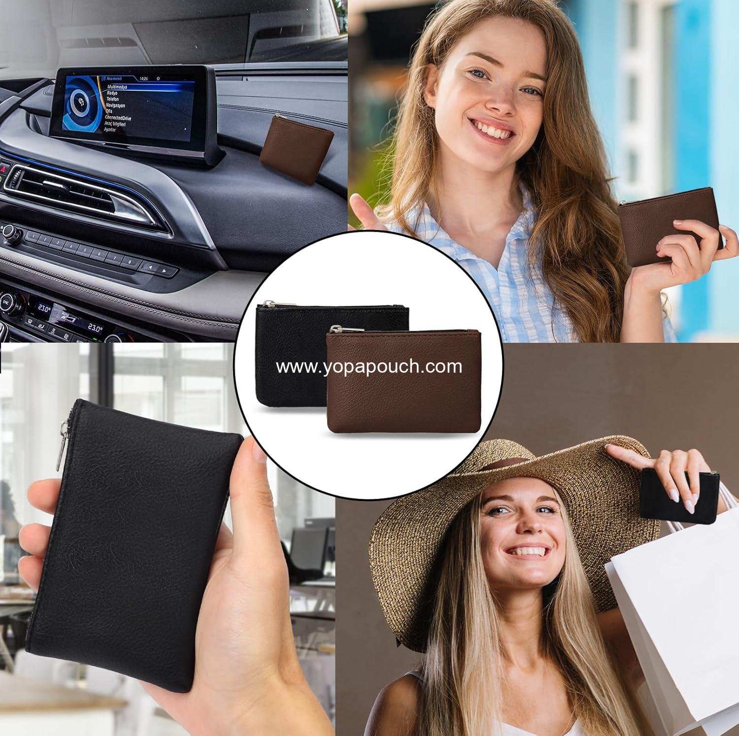 Wholesale Portable PU Leather Mini Coin Purse with Zipper for Women - Holds Credit Cards, Folded Bills, ID, Keys, Headset, Lipstick (Black & Coffee) - Supplier