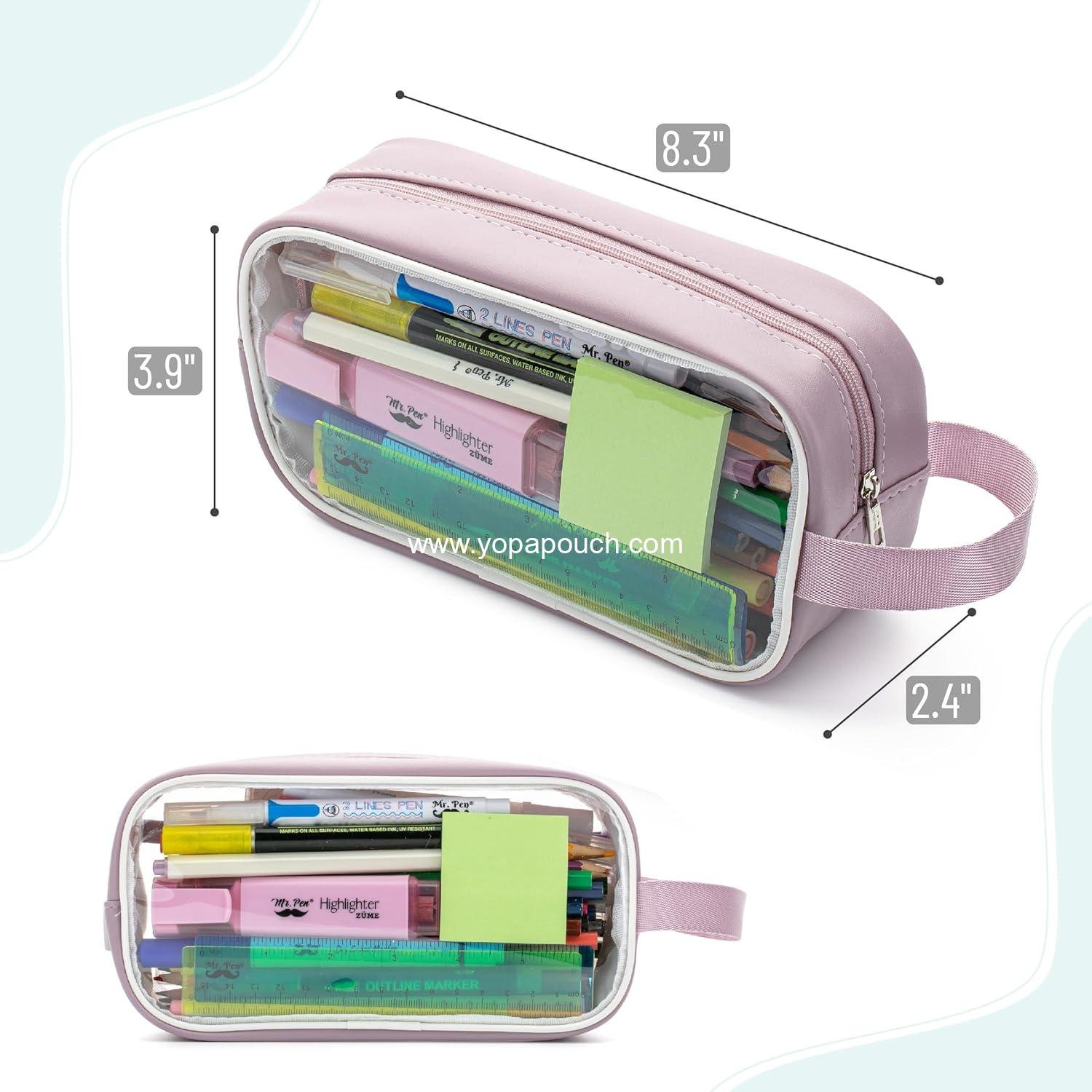 Wholesale Clear Pencil Pouch - Pink Clear Pencil Case,  Durable Pencil Bags, Clear Pouch, Factory