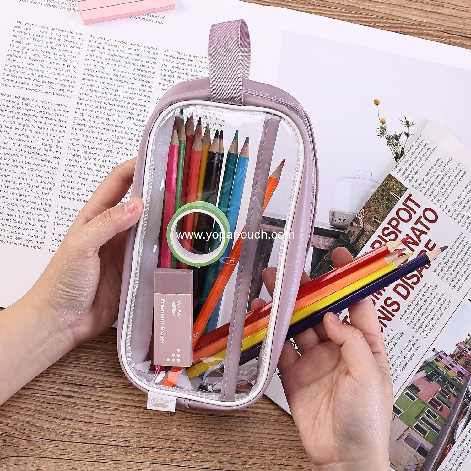 Wholesale Clear Pencil Pouch - Pink Clear Pencil Case,  Durable Pencil Bags, Clear Pouch, Factory