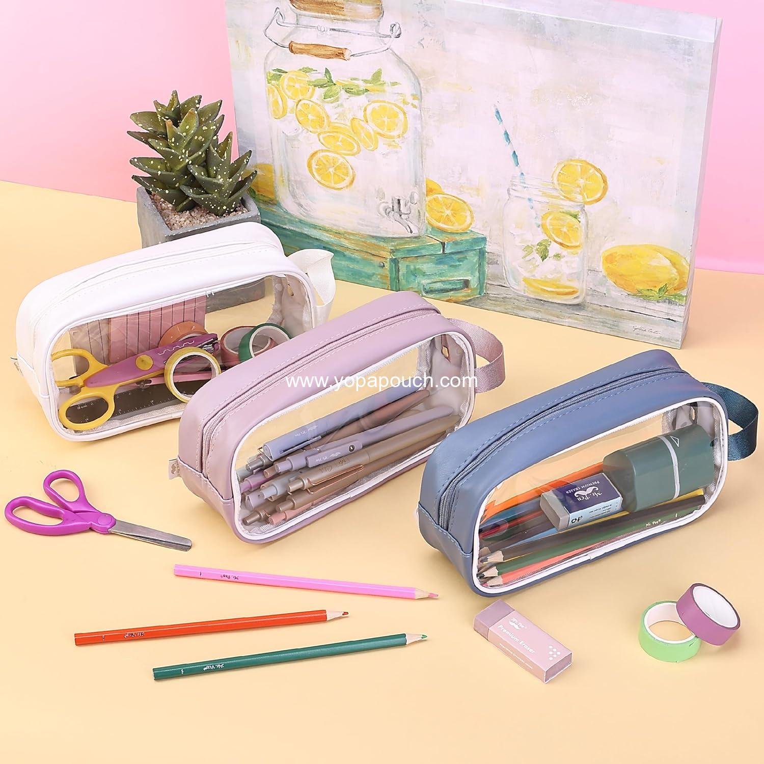 Wholesale Clear Pencil Pouch - Pink Clear Pencil Case,  Durable Pencil Bags, Clear Pouch, Factory
