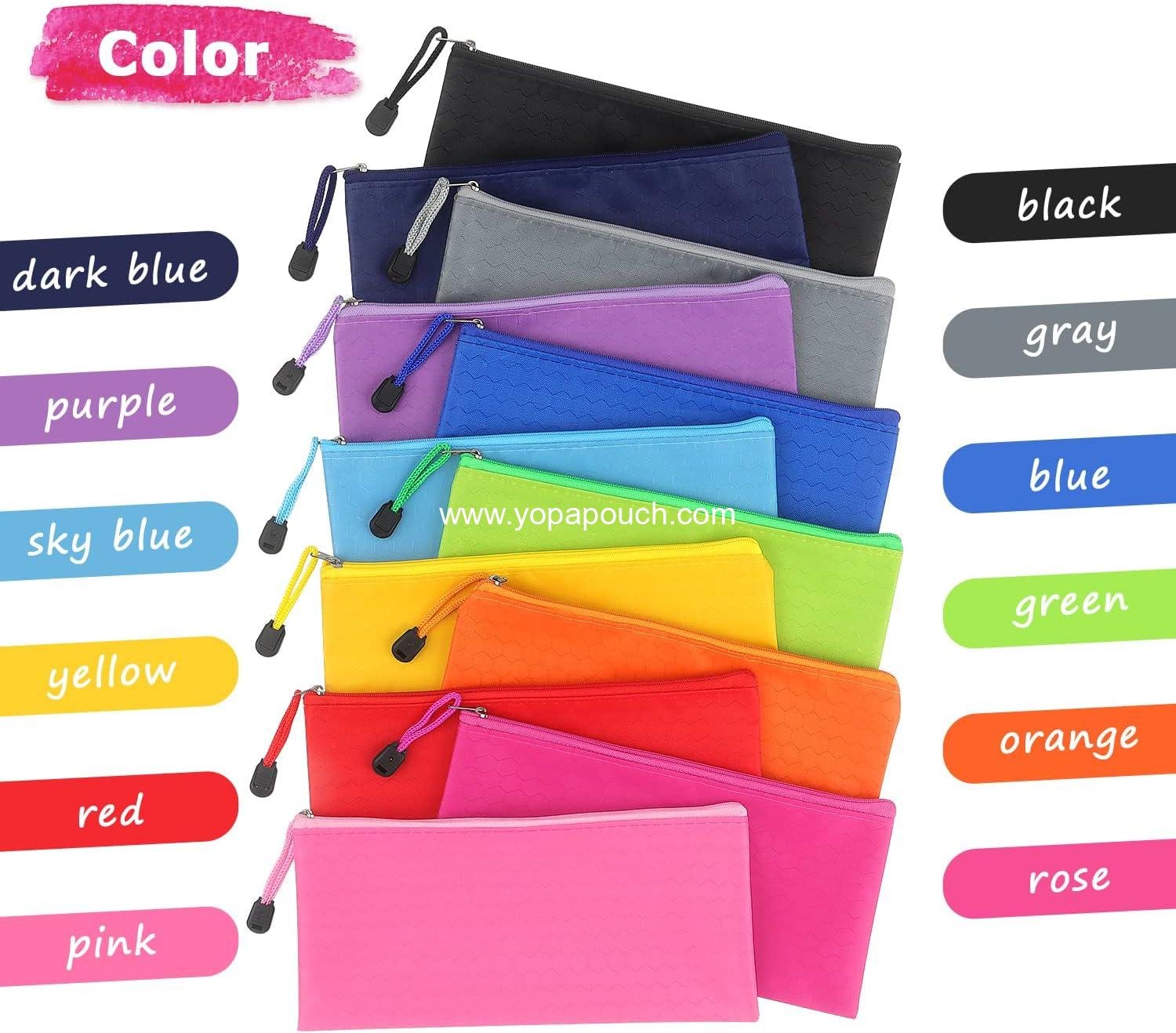 Wholesale 12 Pack Zipper Pencil Pouches, Waterproof Pencil Cases for Organizing Office Supplies, Bills, Cosmetics, and Travel Accessories, Supplier