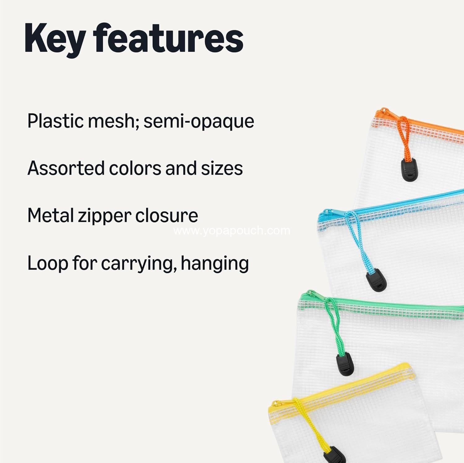 Wholesale 30-Pack Mesh Zipper Pouch Bags, 8 Sizes Waterproof Storage Organizers with Zipper, Clear Travel Document Bags for Office Home School Organization (8 Assorted Colors) Supplier