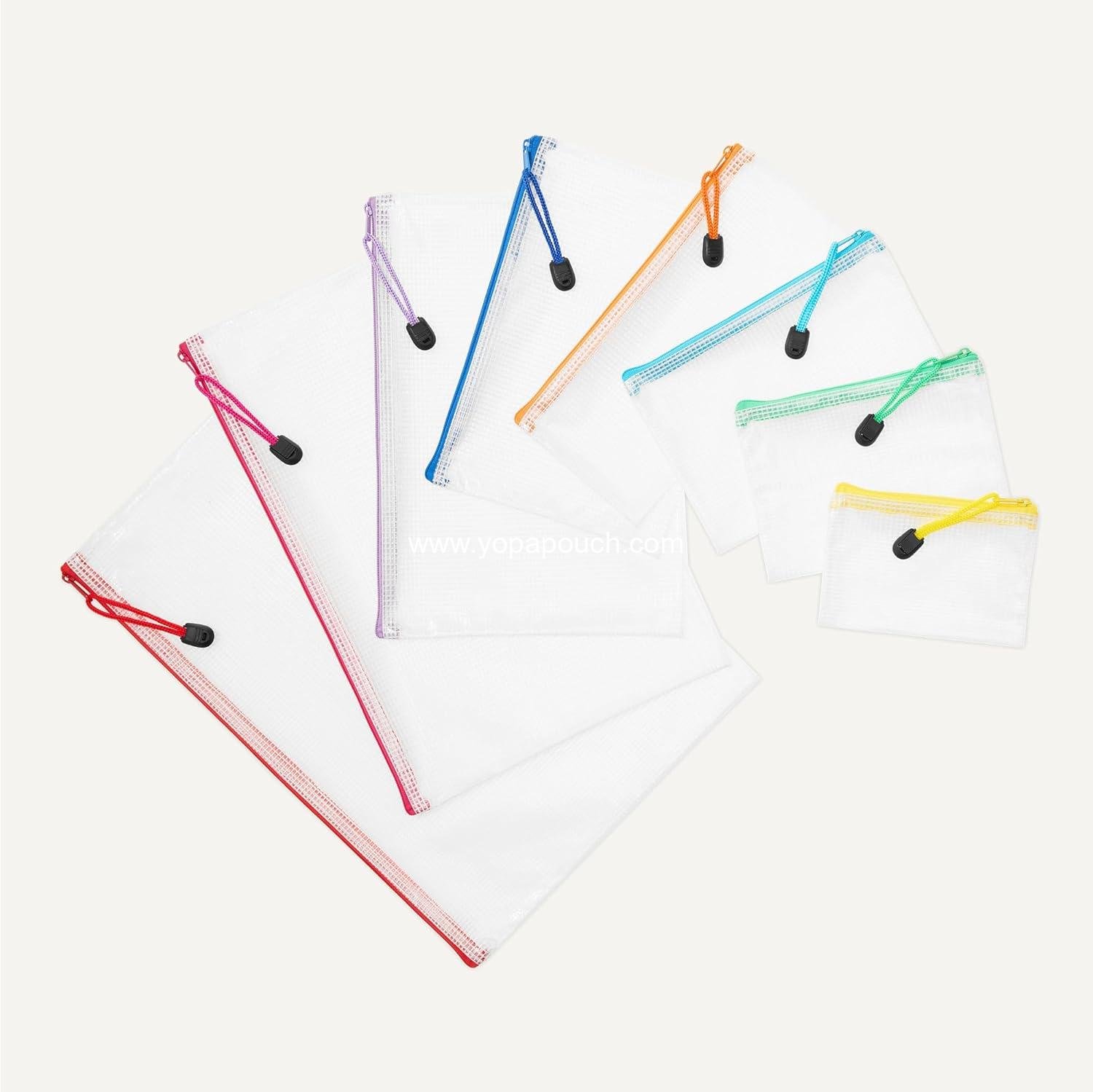 Wholesale 30-Pack Mesh Zipper Pouch Bags, 8 Sizes Waterproof Storage Organizers with Zipper, Clear Travel Document Bags for Office Home School Organization (8 Assorted Colors) Supplier