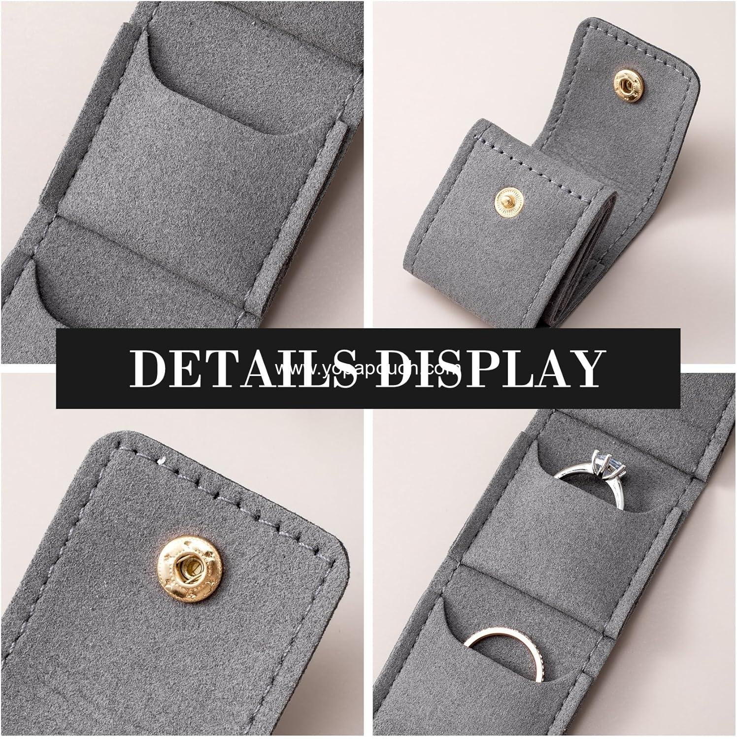 Wholesale Portable Foldable Jewelry Pouch with Buckle, Multifunctional Travel Jewelry Roll Bag for Earring, Ring, Necklace Storage (1pcs, 10