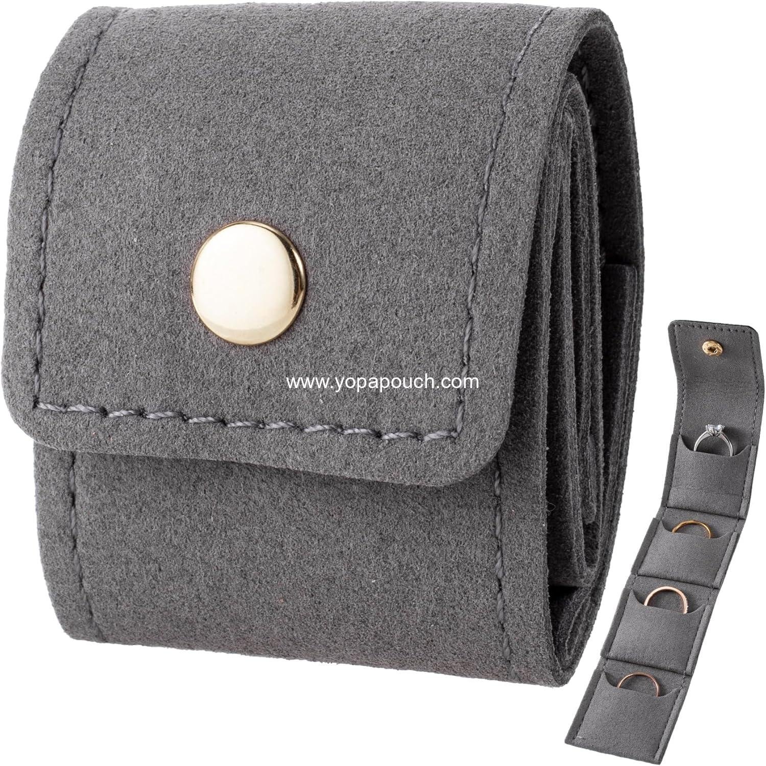 Wholesale Portable Foldable Jewelry Pouch with Buckle, Multifunctional Travel Jewelry Roll Bag for Earring, Ring, Necklace Storage (1pcs, 10"x5", Grey) - Supplier