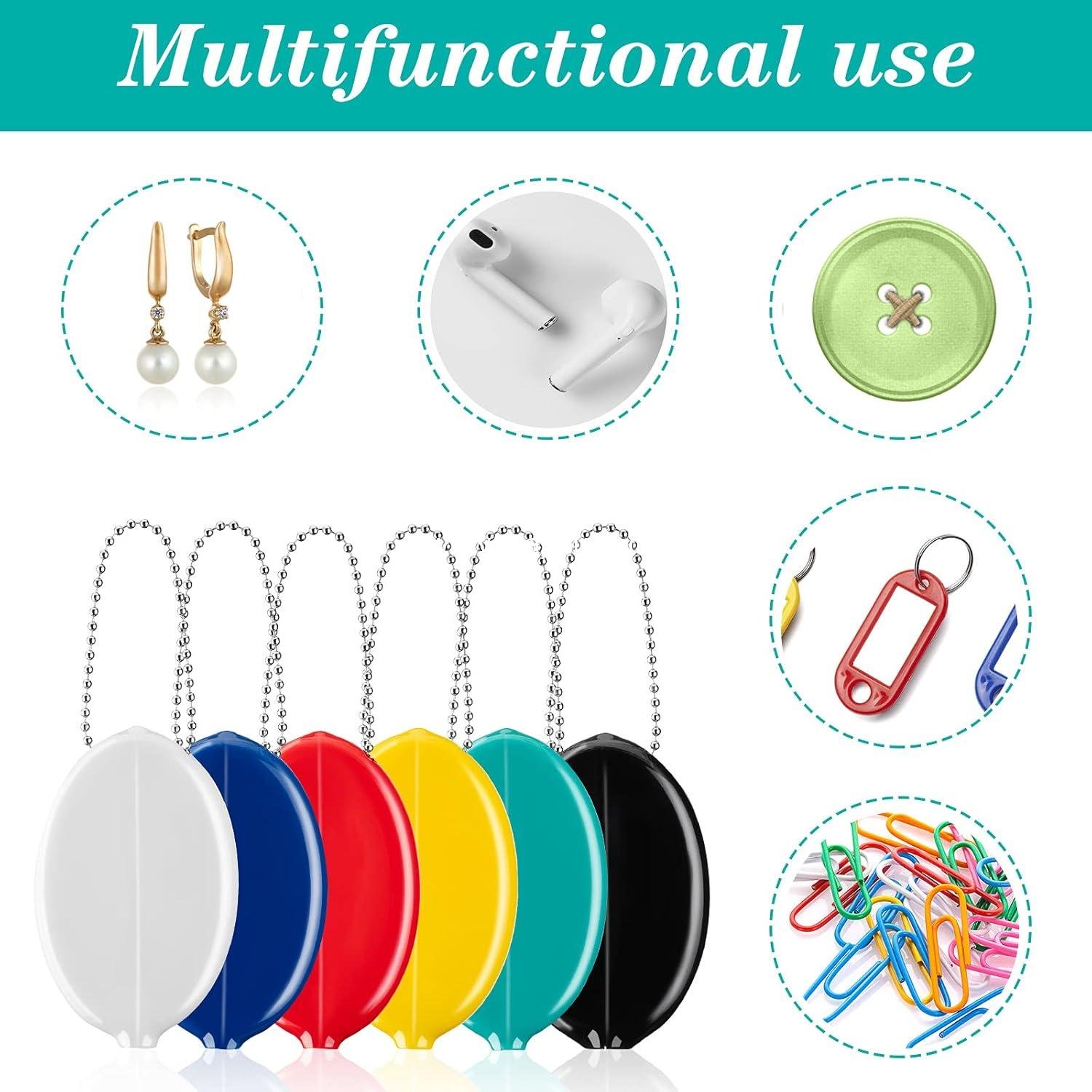 Wholesale Rubber Coin Purse 6-Pack Oval Holders Colorful Pocketbook with Chain for Men and Women Travel Multi-Purpose (Classic Color) Supplier