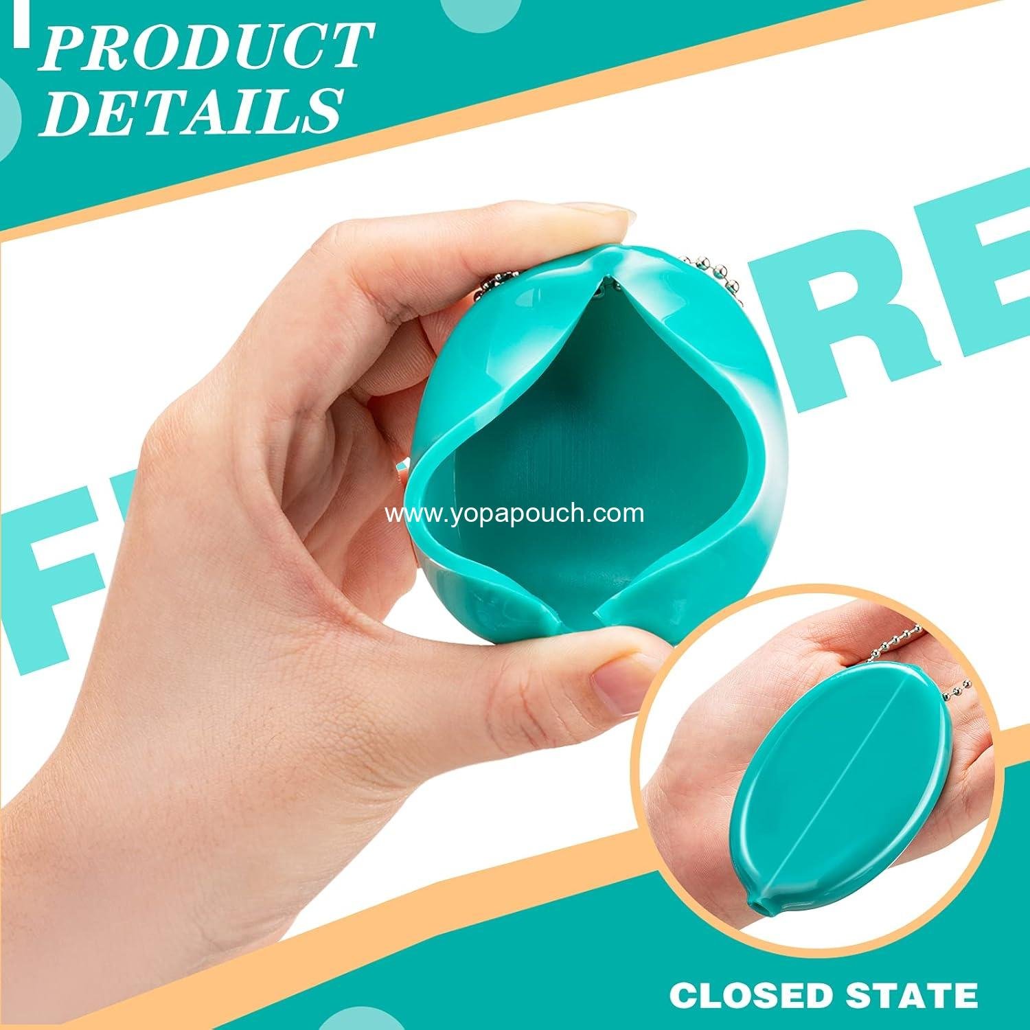 Wholesale Rubber Coin Purse 6-Pack Oval Holders Colorful Pocketbook with Chain for Men and Women Travel Multi-Purpose (Classic Color) Supplier