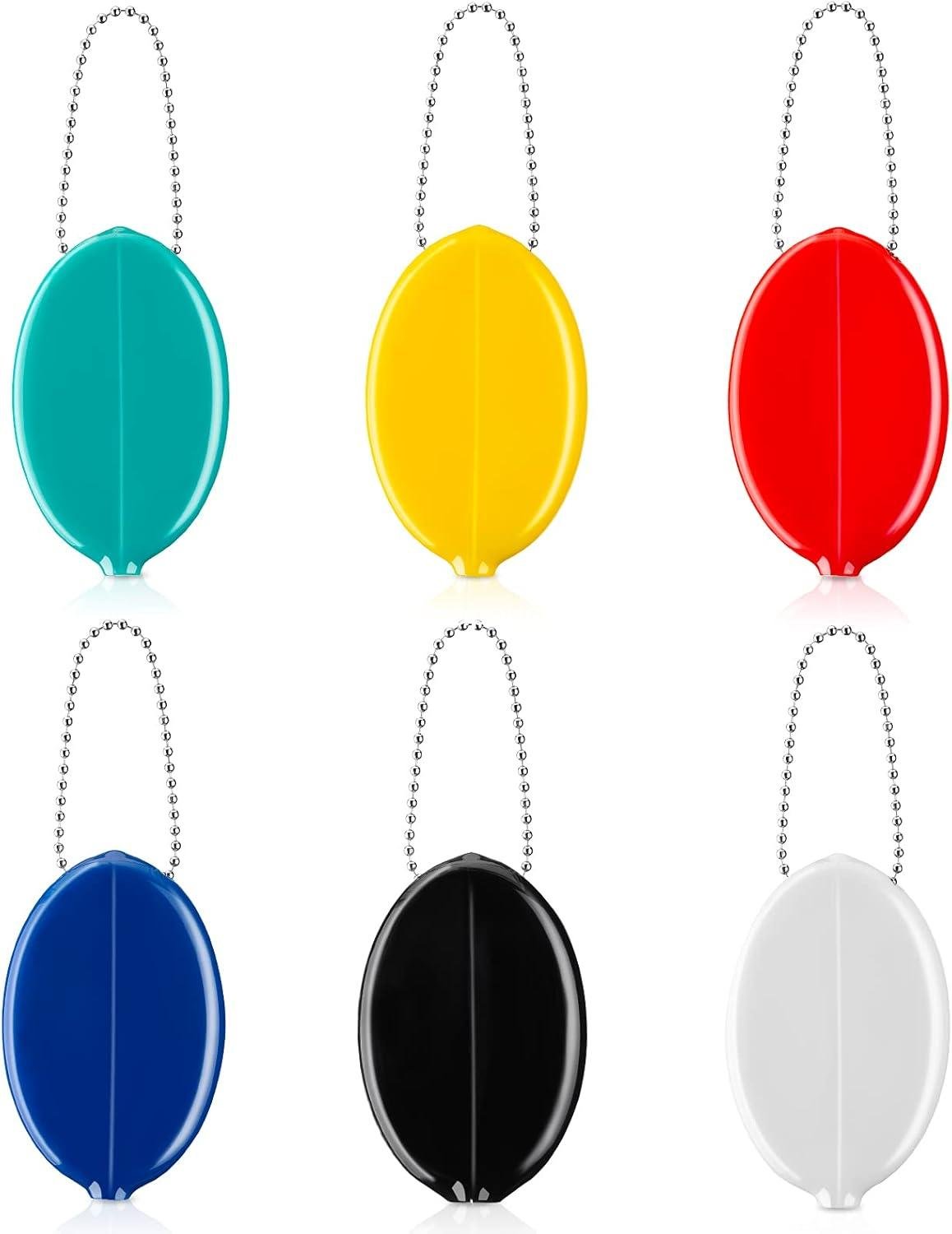 Wholesale Rubber Coin Purse 6-Pack Oval Holders Colorful Pocketbook with Chain for Men and Women Travel Multi-Purpose (Classic Color) Supplier