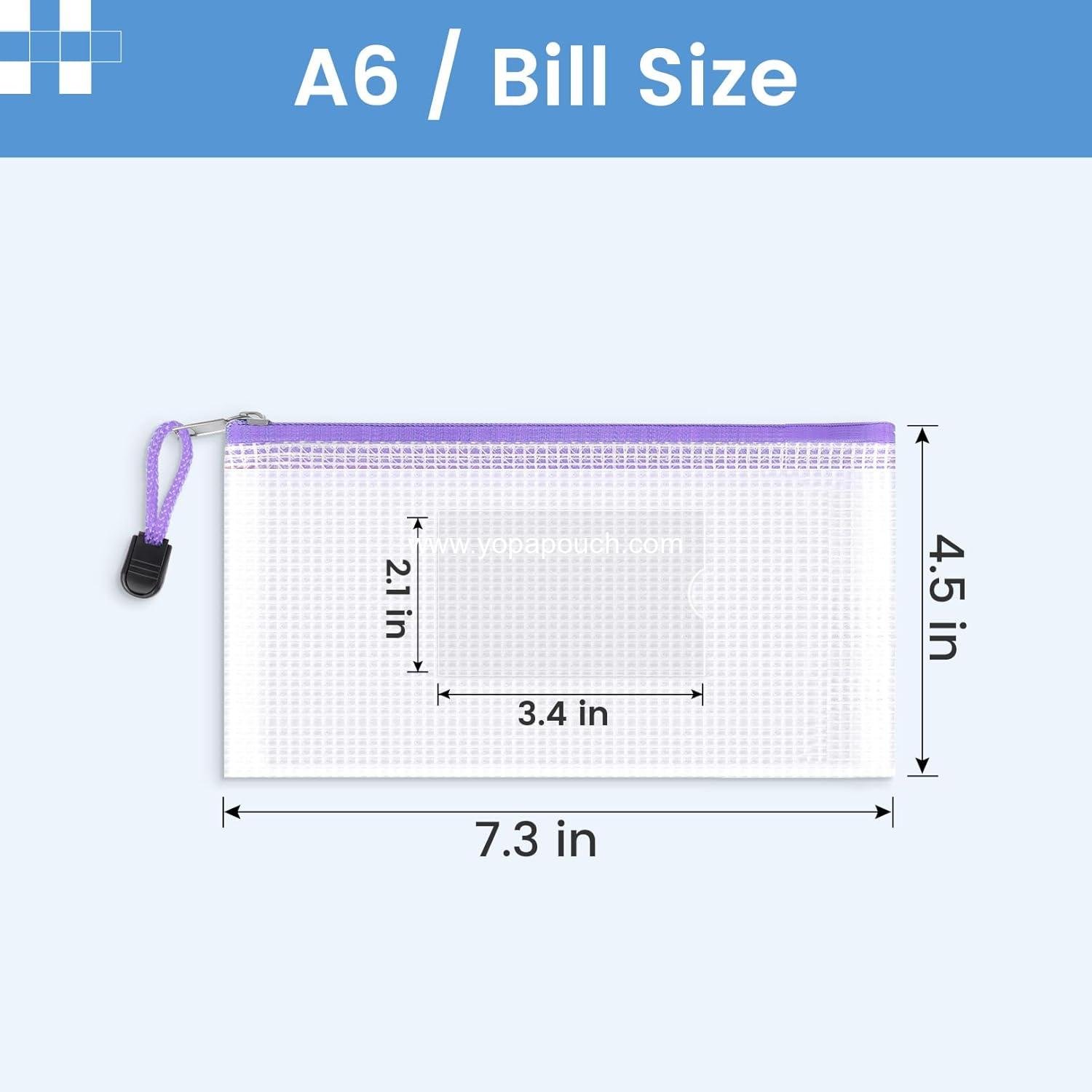 Wholesale 24 Pack Mesh Zipper Pouch Bags with Label Pocket, A6 (9.1×4.7 in) Small Pencil Cases for Organizing, Clear Plastic Pouches for School Supplies Storage, Money Envelopes for Cash, Manufacturer