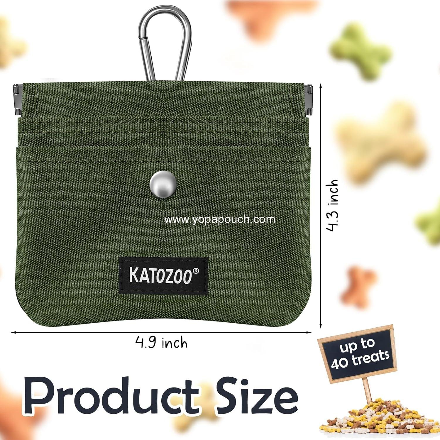 Wholesale Dog Training Pouch – Waterproof Oxford Fabric, Hands-Free Design, Carabiner Clip, Front Pocket, Self-Closing for Outdoor Walks & Puppy Training (Green) Supplier