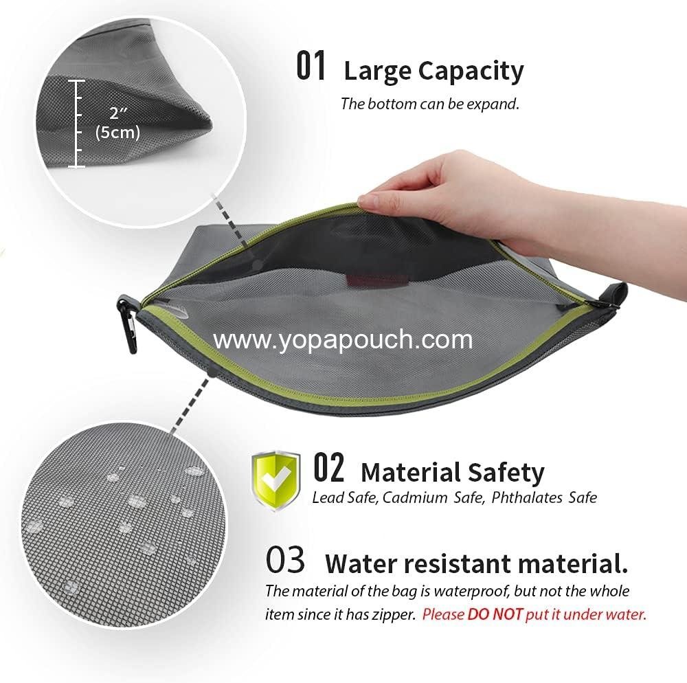 Wholesale Water-Resistant Zipper Pouch, Medium Mesh Storage Bags for Travel and Office (Gray) - Supplier