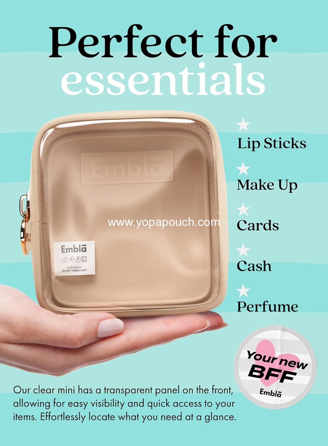 Wholesale Clear Cosmetic Bag Makeup Case, Clear Zipper Makeup Pouch and Toiletry Travel Tote, Cute Skincare Pouches for Women, Preppy Purse Organizer, Mini Makeup Bags, Factory
