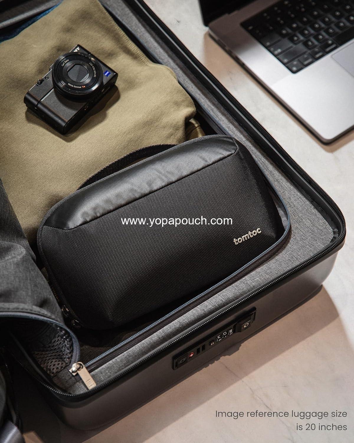 Wholesale Water-Resistant Electronic Organizer Pouch for MacBook Charger, Cables, Power Bank, and Hard Drive with Removable Card Slots for USB Adapter and Memory Card - Black Supplier